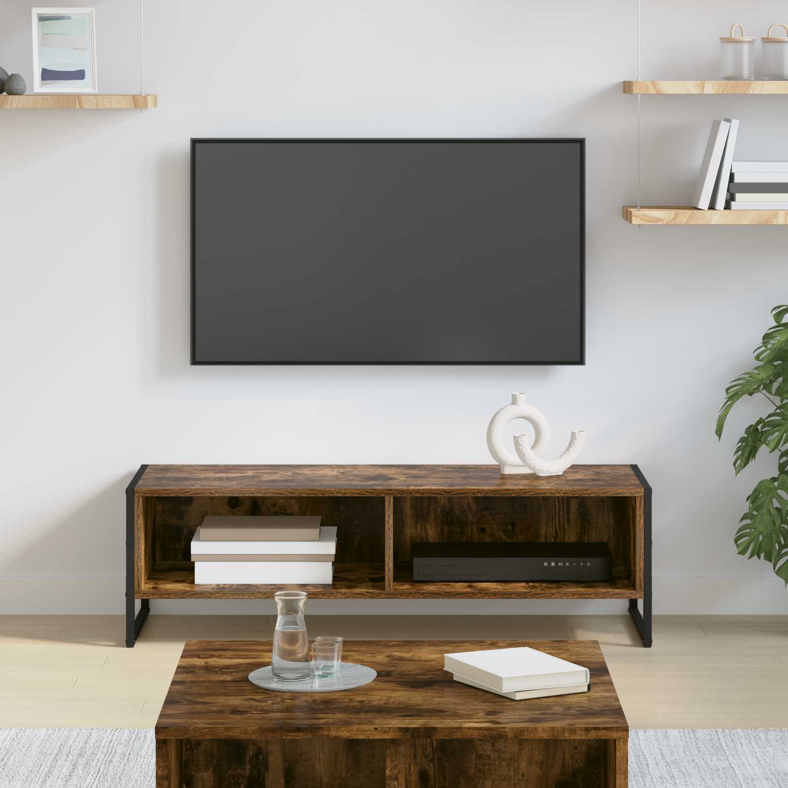 TV-kast Rook Eik 100 x 36.5 x 30.5 cm Bewerkt hout is nu te koop bij PeponiXL, paradijselijk wonen!
