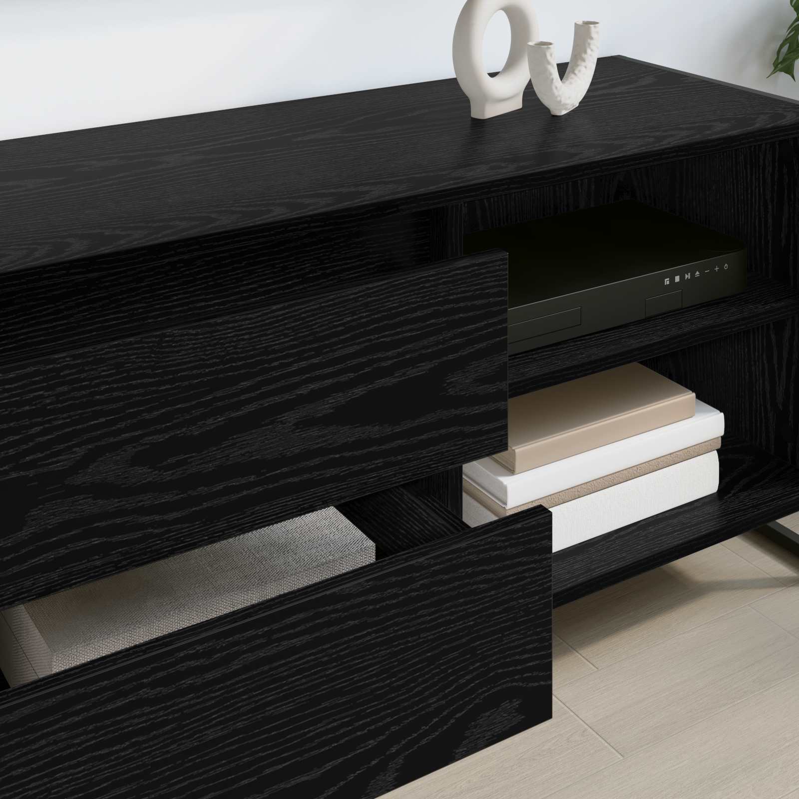 TV-kast met lade Zwart Eiken 100 x 36 x 49,5 cm Bewerkt hout is nu te koop bij PeponiXL, paradijselijk wonen!
