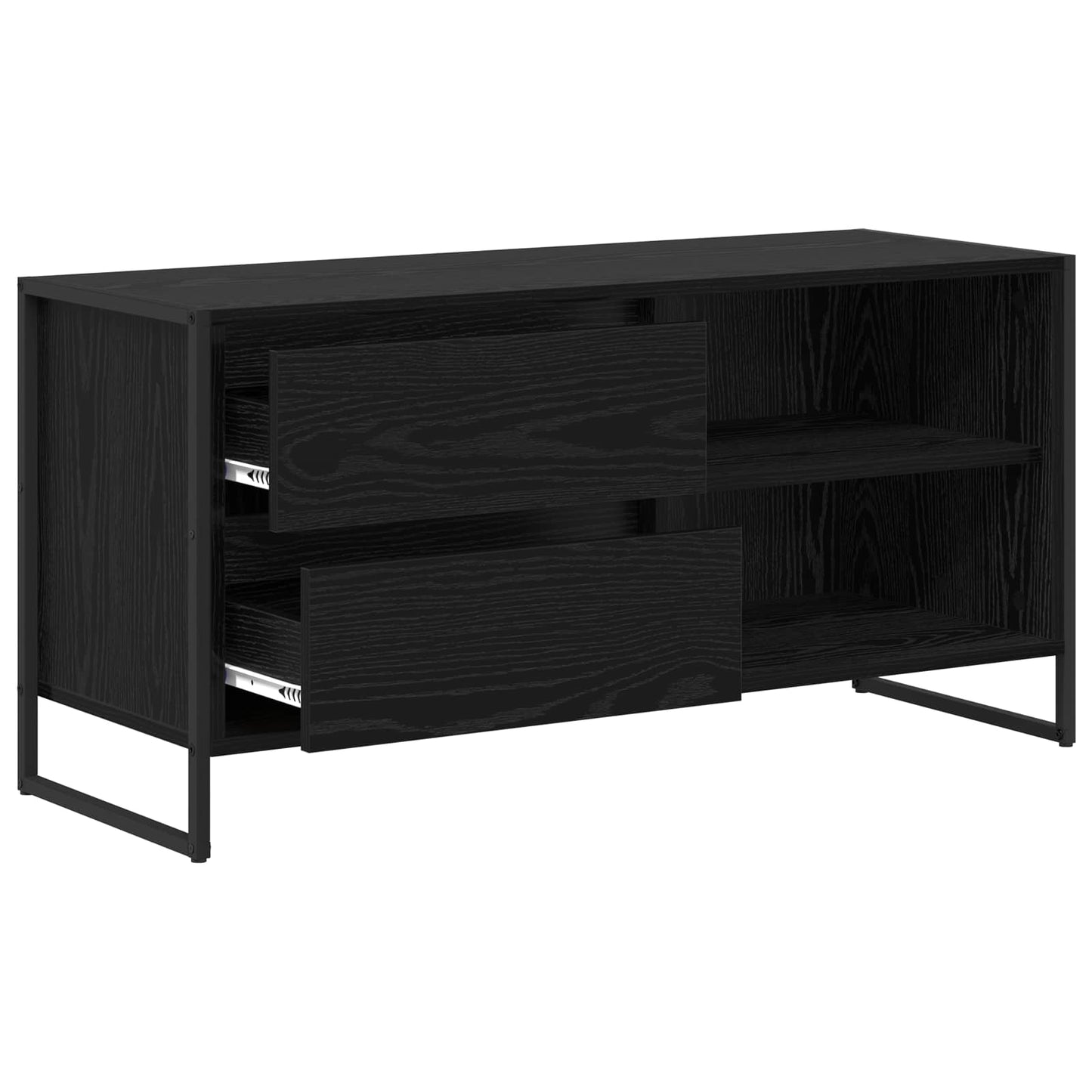 TV-kast met lade Zwart Eiken 100 x 36 x 49,5 cm Bewerkt hout is nu te koop bij PeponiXL, paradijselijk wonen!