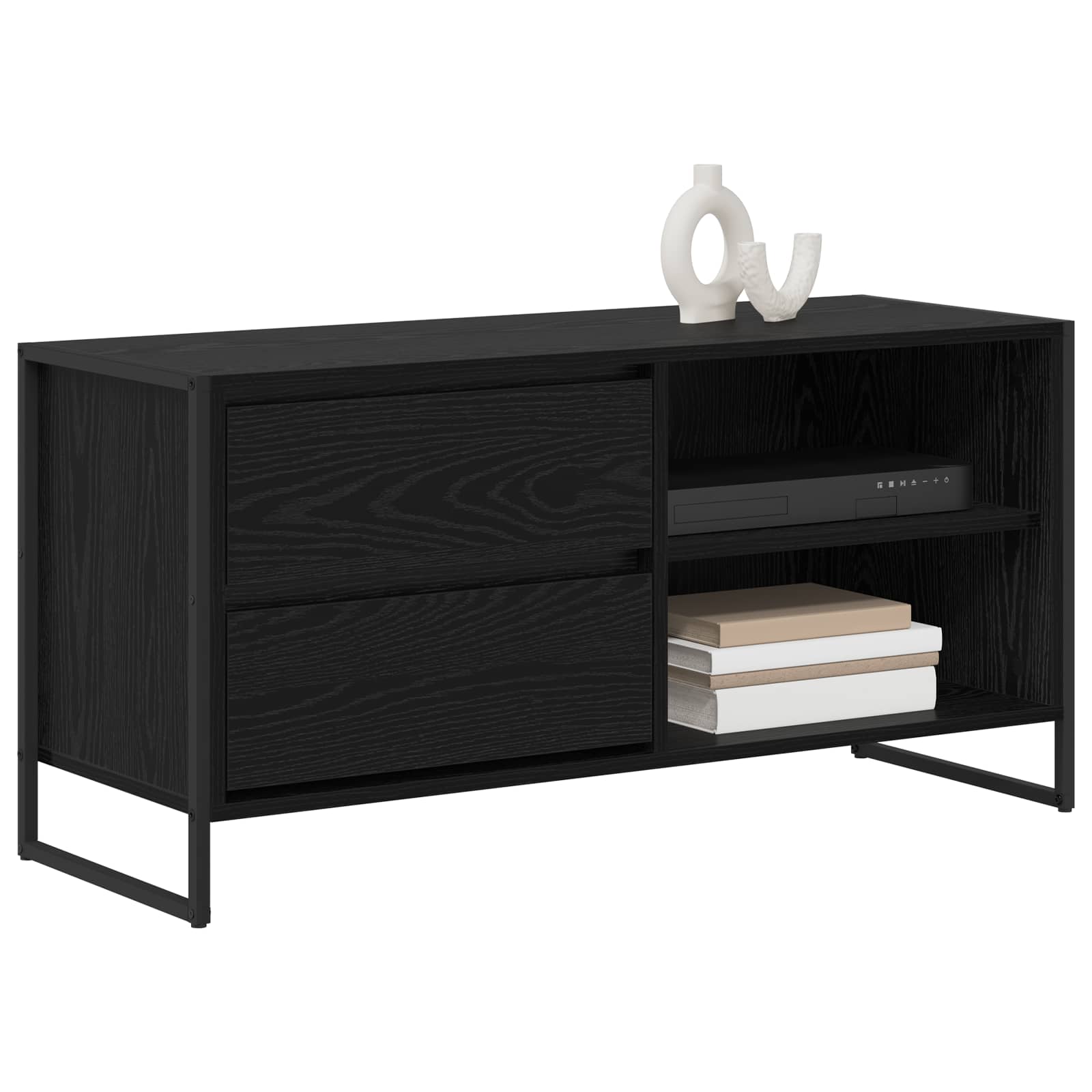 TV-kast met lade Zwart Eiken 100 x 36 x 49,5 cm Bewerkt hout is nu te koop bij PeponiXL, paradijselijk wonen!