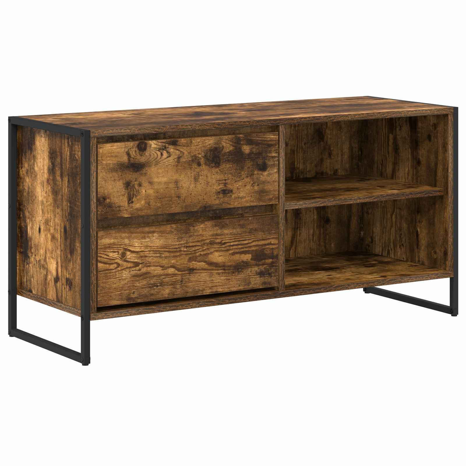 TV-kast met lade Rook Eik 100 x 36 x 49,5 cm Bewerkt hout is nu te koop bij PeponiXL, paradijselijk wonen!