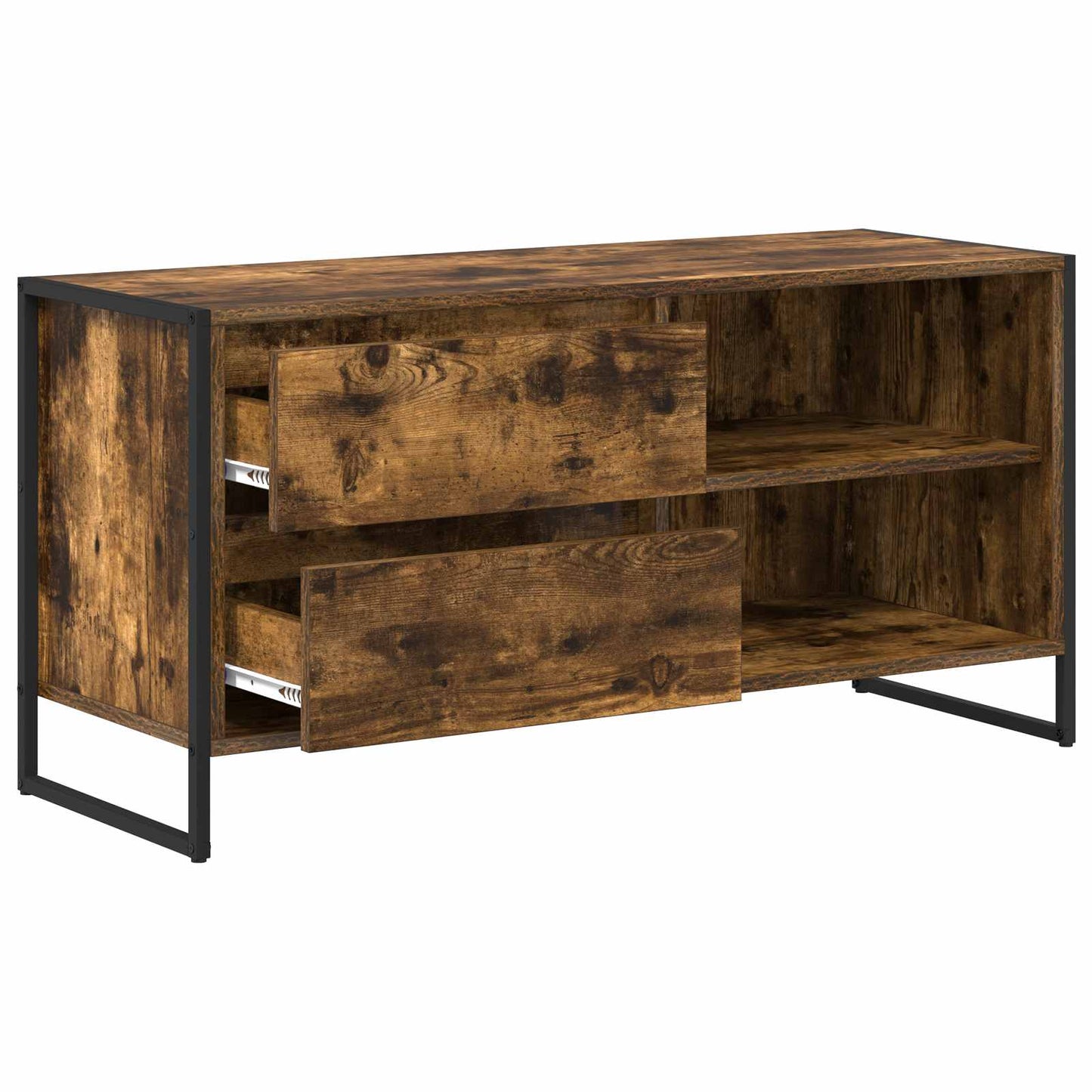 TV-kast met lade Rook Eik 100 x 36 x 49,5 cm Bewerkt hout is nu te koop bij PeponiXL, paradijselijk wonen!