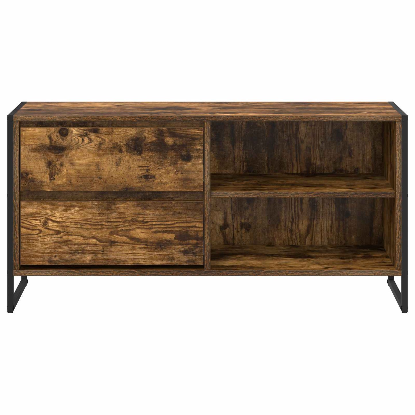 TV-kast met lade Rook Eik 100 x 36 x 49,5 cm Bewerkt hout is nu te koop bij PeponiXL, paradijselijk wonen!