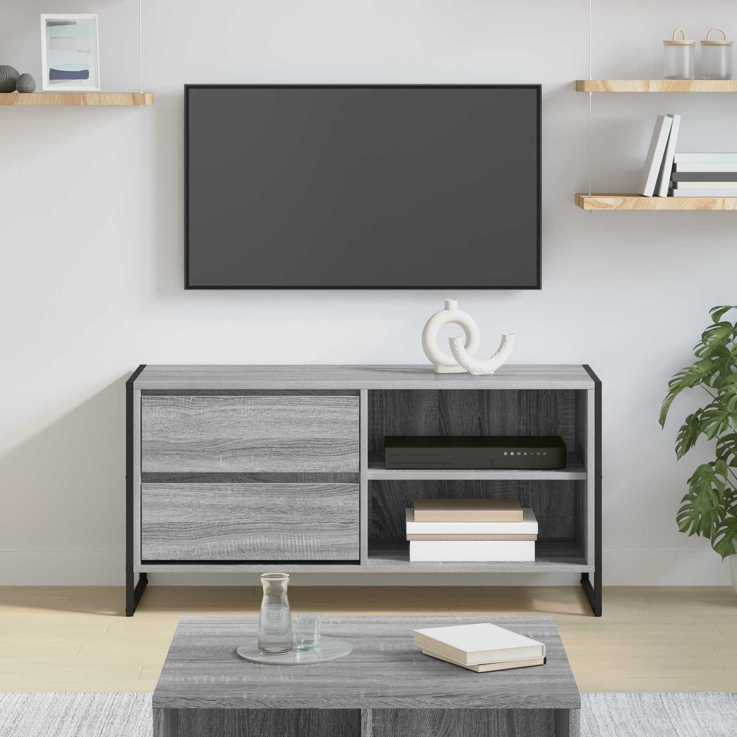 TV-kast met lade Grijs Sonoma 100 x 36 x 49,5 cm Bewerkt hout is nu te koop bij PeponiXL, paradijselijk wonen!