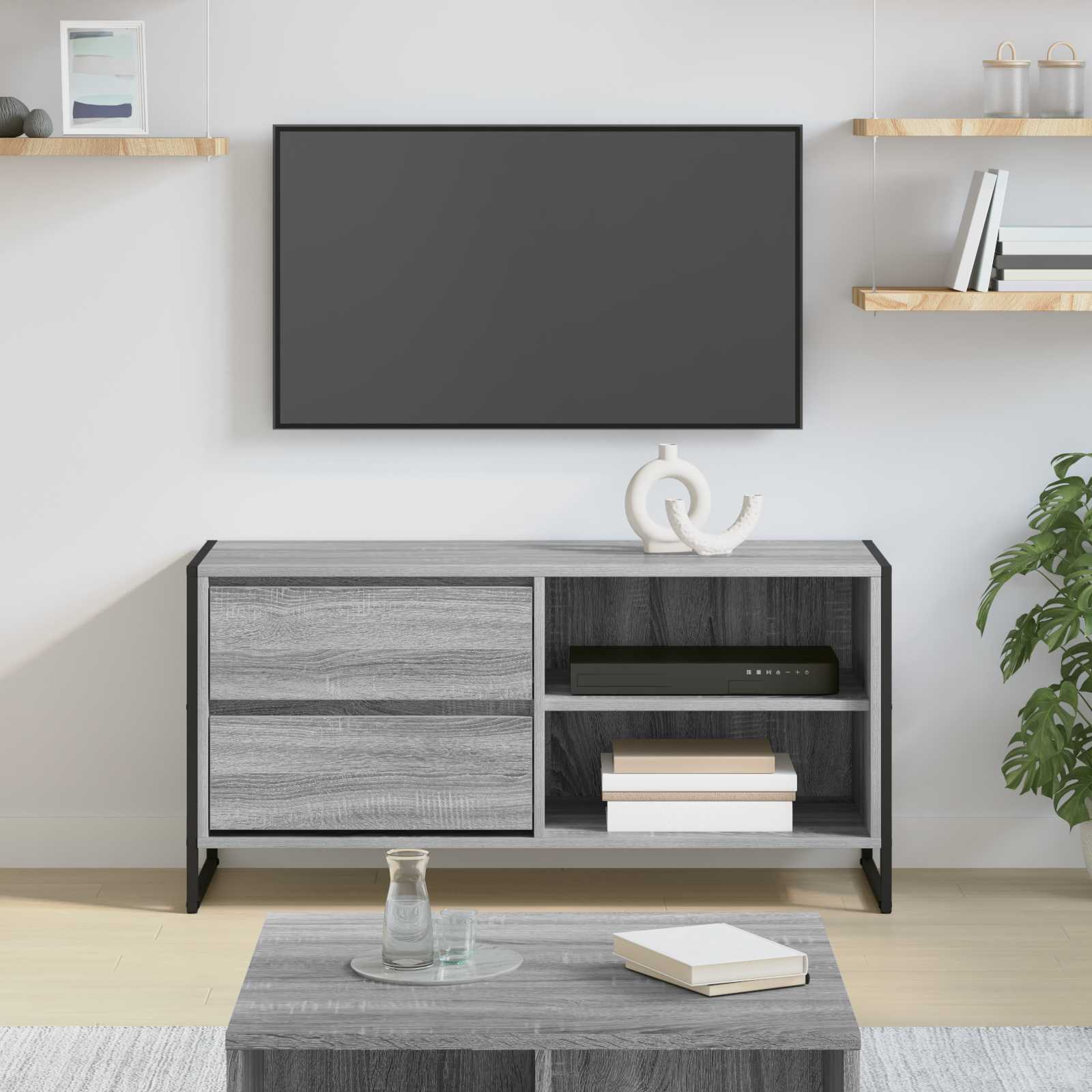 TV-kast met lade Grijs Sonoma 100 x 36 x 49,5 cm Bewerkt hout is nu te koop bij PeponiXL, paradijselijk wonen!