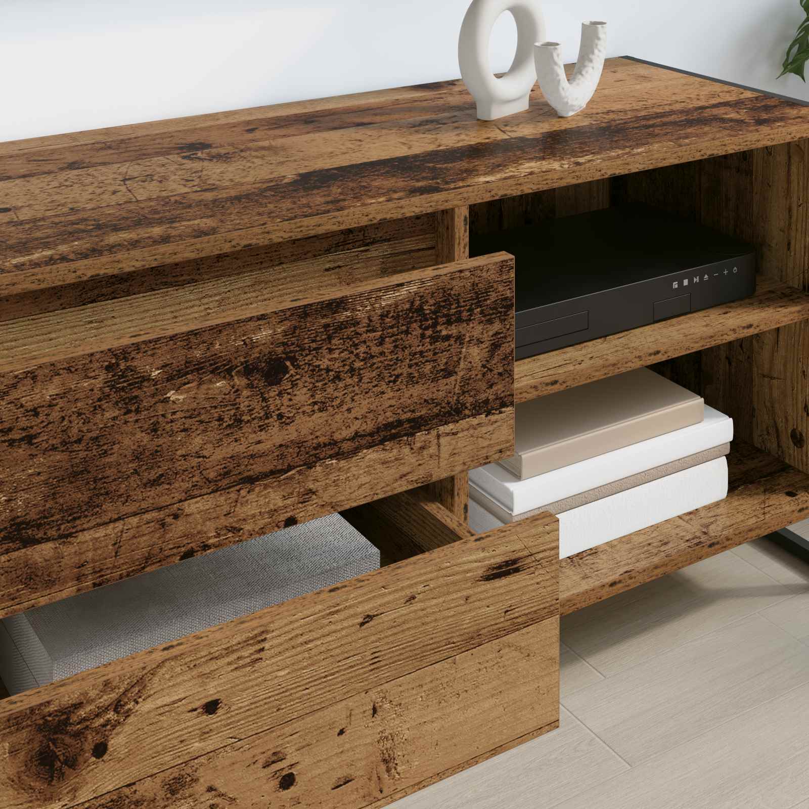 TV-kast met lade Oud Hout 100 x 36 x 49,5 cm Bewerkt hout is nu te koop bij PeponiXL, paradijselijk wonen!