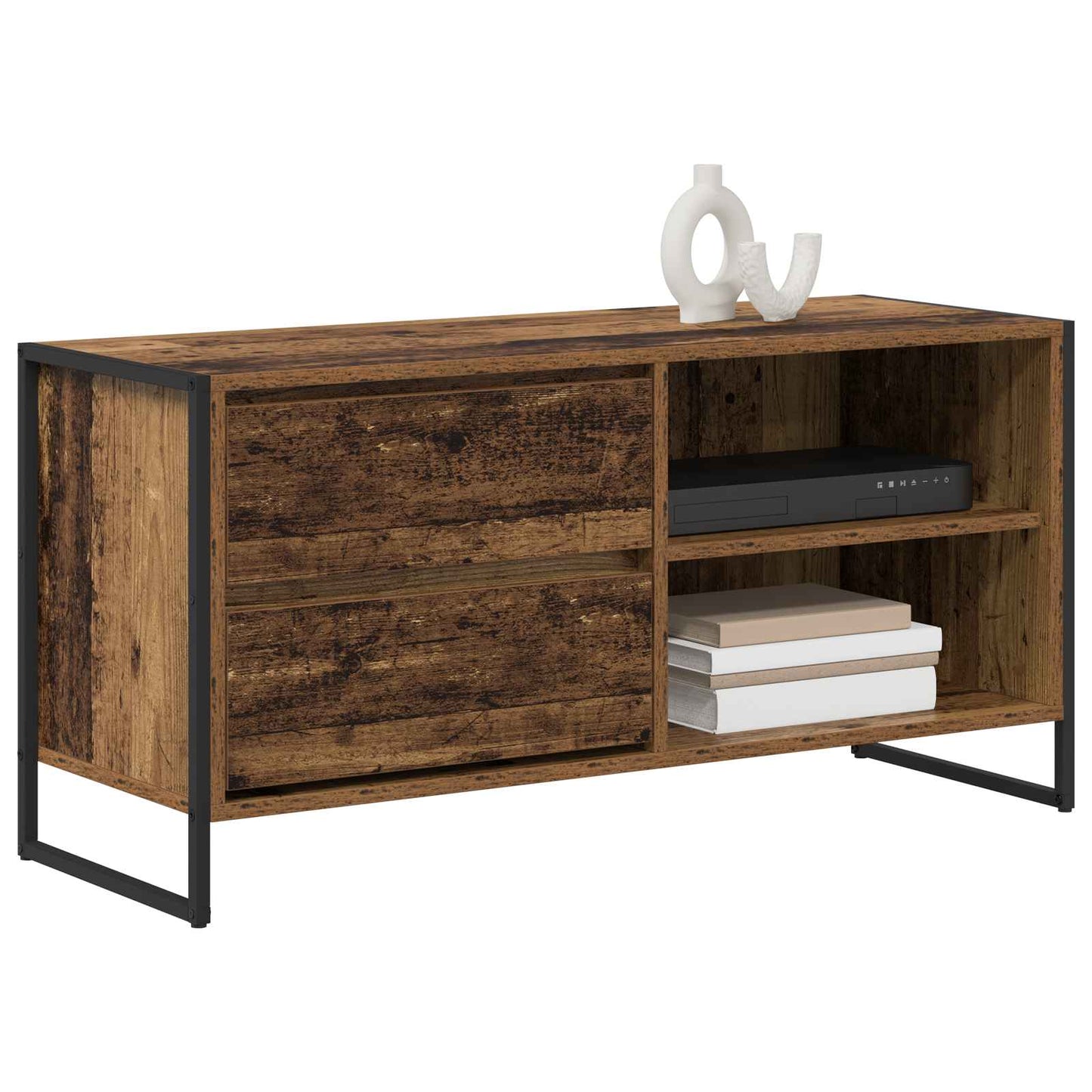TV-kast met lade Oud Hout 100 x 36 x 49,5 cm Bewerkt hout is nu te koop bij PeponiXL, paradijselijk wonen!