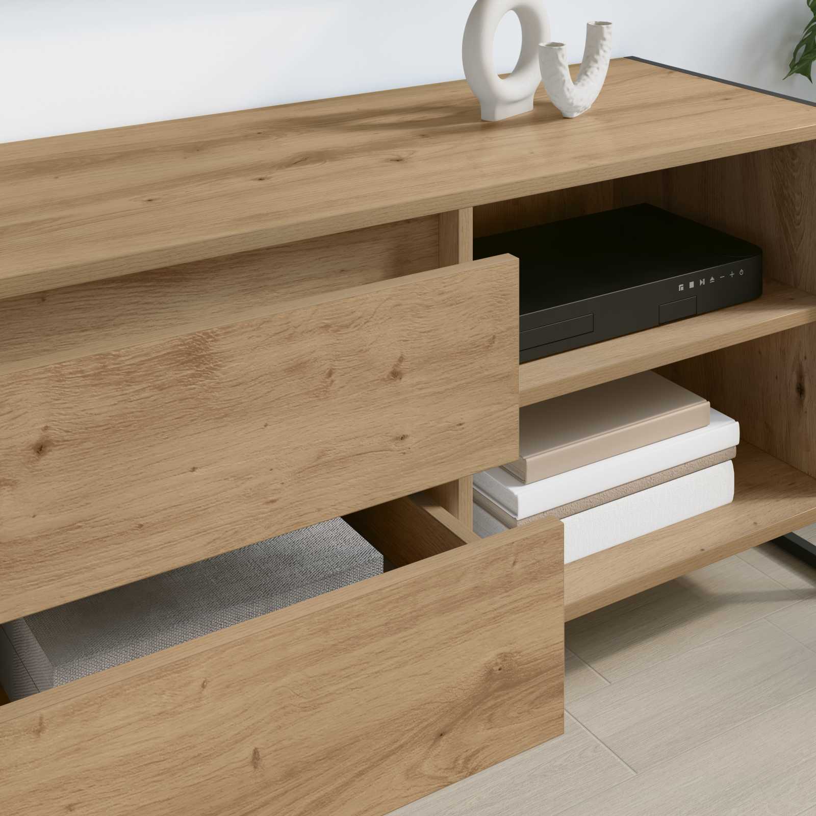 TV-kast Ambachtelijk eiken 100 x 36 x 49,5 cm Bewerkt hout is nu te koop bij PeponiXL, paradijselijk wonen!