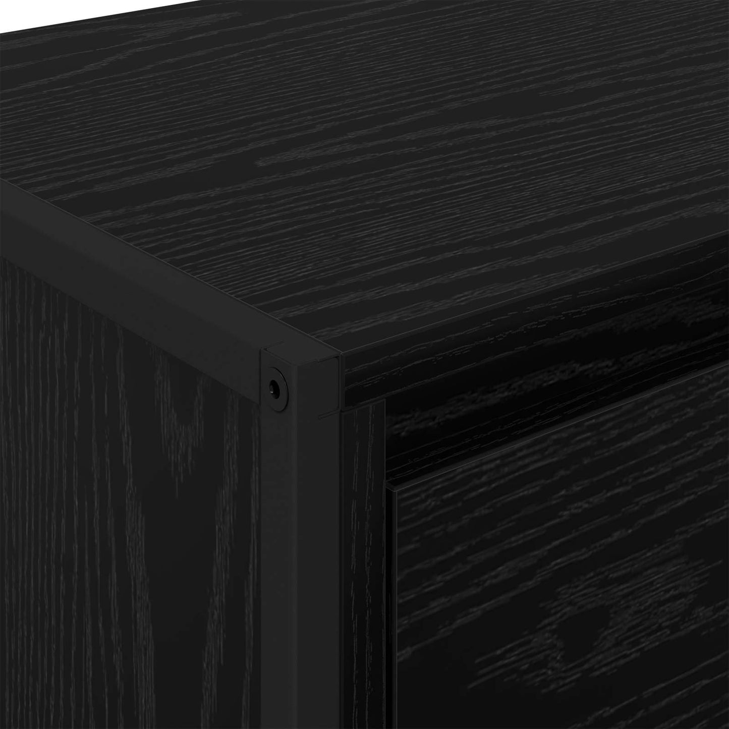 Dressoir met lade Zwart Eiken 43 x 36 x 75,5 cm Bewerkt hout is nu te koop bij PeponiXL, paradijselijk wonen!