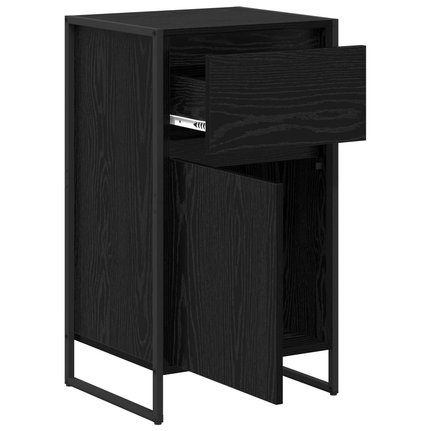 Dressoir met lade Zwart Eiken 43 x 36 x 75,5 cm Bewerkt hout is nu te koop bij PeponiXL, paradijselijk wonen!