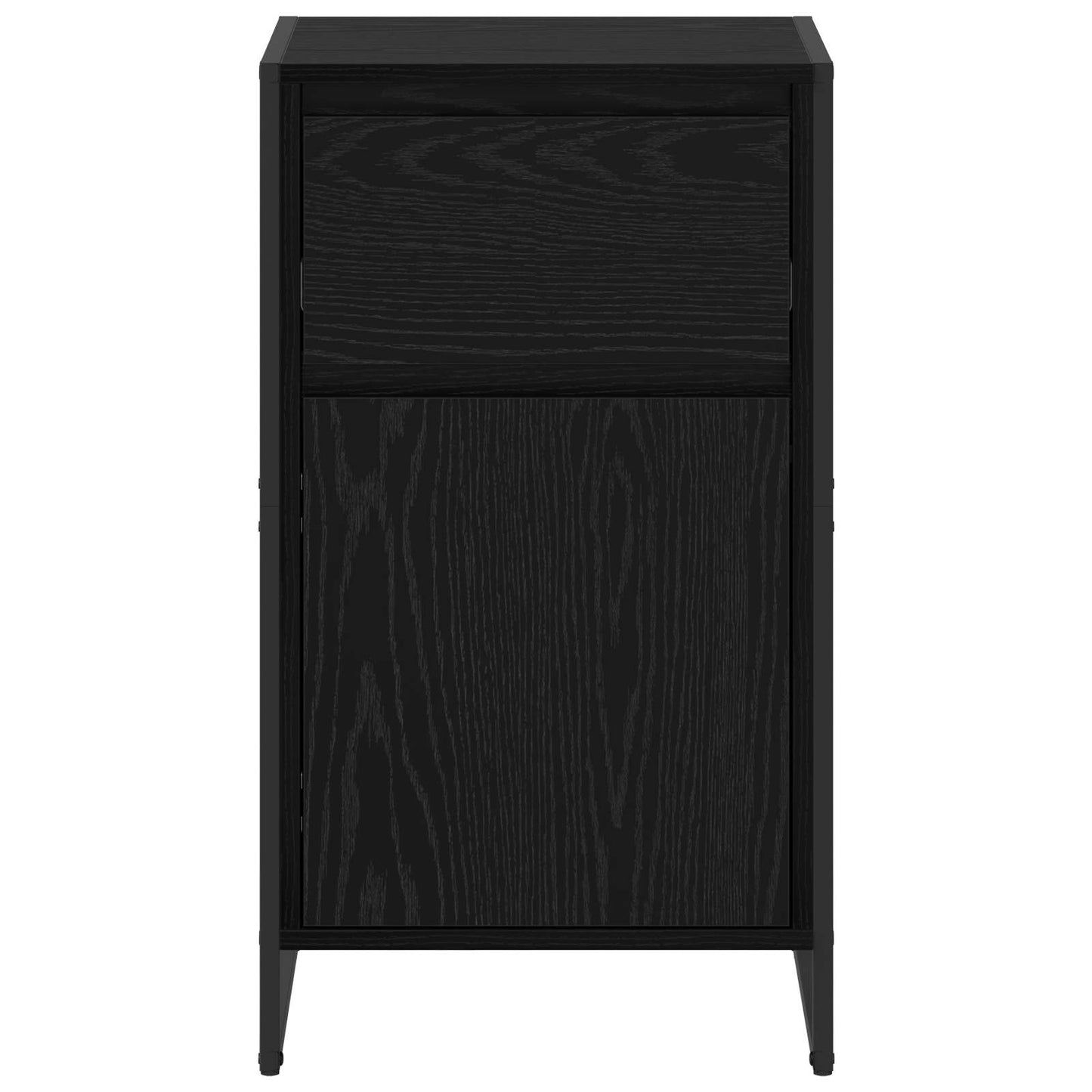 Dressoir met lade Zwart Eiken 43 x 36 x 75,5 cm Bewerkt hout is nu te koop bij PeponiXL, paradijselijk wonen!