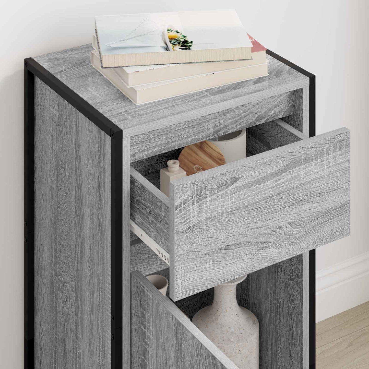 Dressoir met lade Grijs Sonoma 43 x 36 x 75,5 cm Bewerkt hout is nu te koop bij PeponiXL, paradijselijk wonen!