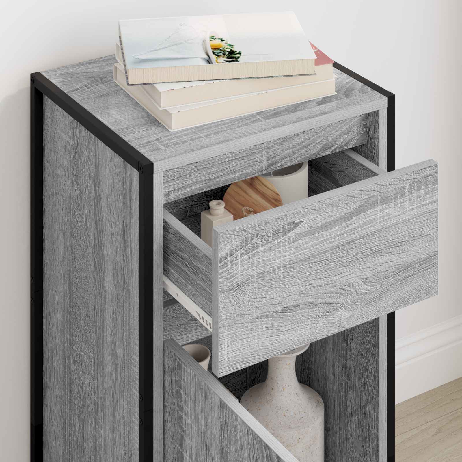 Dressoir met lade Grijs Sonoma 43 x 36 x 75,5 cm Bewerkt hout is nu te koop bij PeponiXL, paradijselijk wonen!