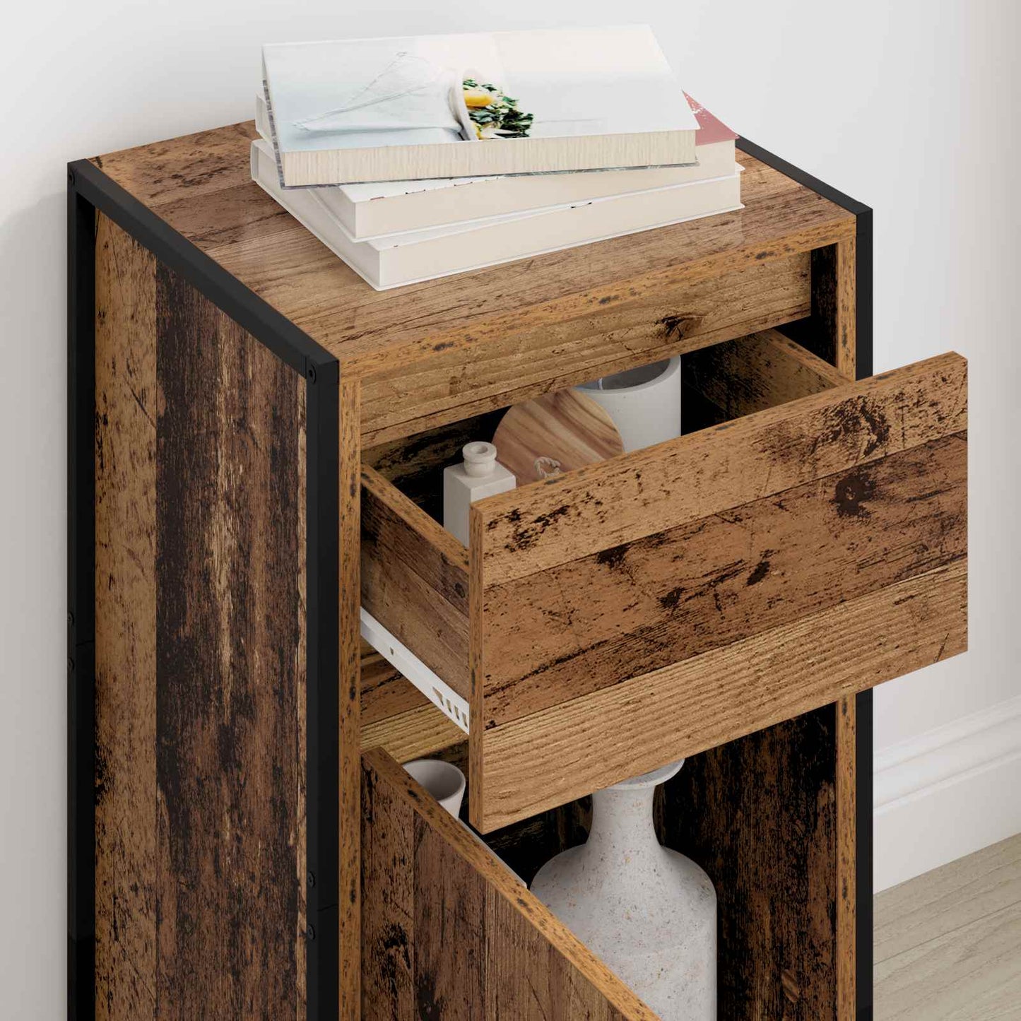 Dressoir met lade Oud Hout 43 x 36 x 75,5 cm Bewerkt hout is nu te koop bij PeponiXL, paradijselijk wonen!