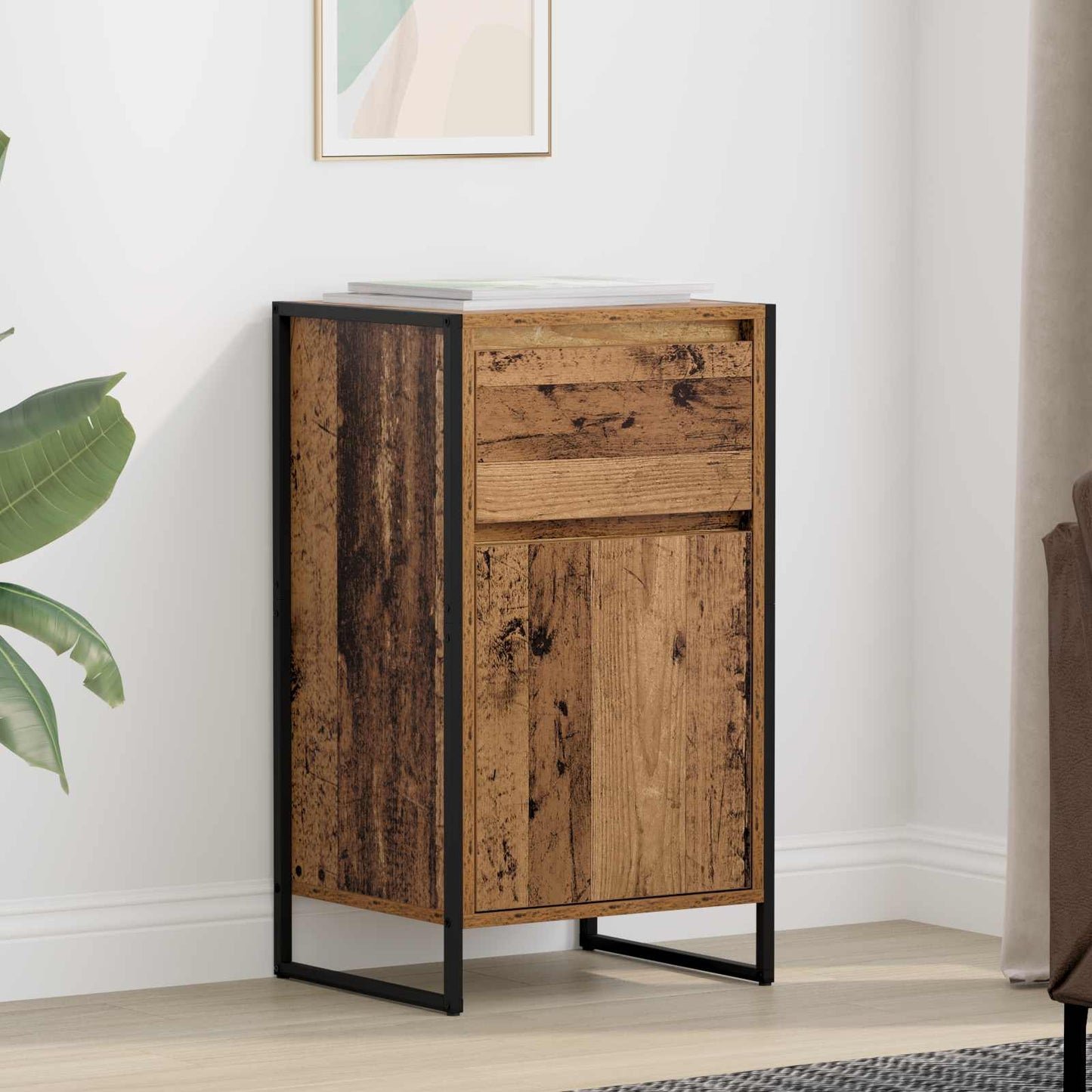 Dressoir met lade Oud Hout 43 x 36 x 75,5 cm Bewerkt hout is nu te koop bij PeponiXL, paradijselijk wonen!