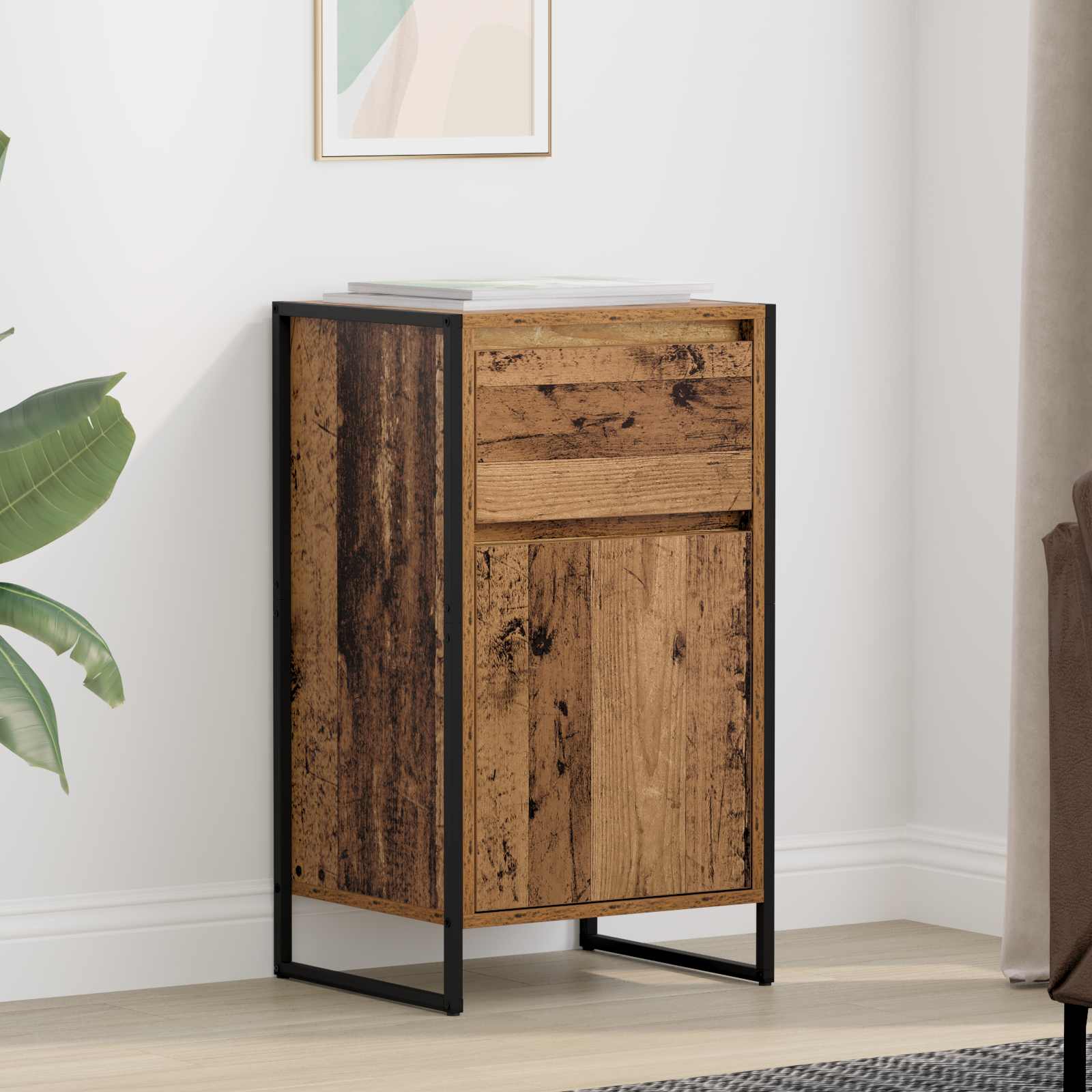 Dressoir met lade Oud Hout 43 x 36 x 75,5 cm Bewerkt hout is nu te koop bij PeponiXL, paradijselijk wonen!