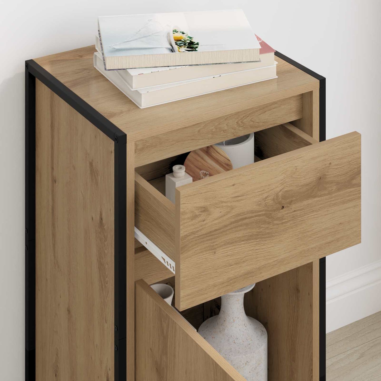 Dressoir Ambachtelijk eiken 43 x 36 x 75,5 cm Bewerkt hout is nu te koop bij PeponiXL, paradijselijk wonen!