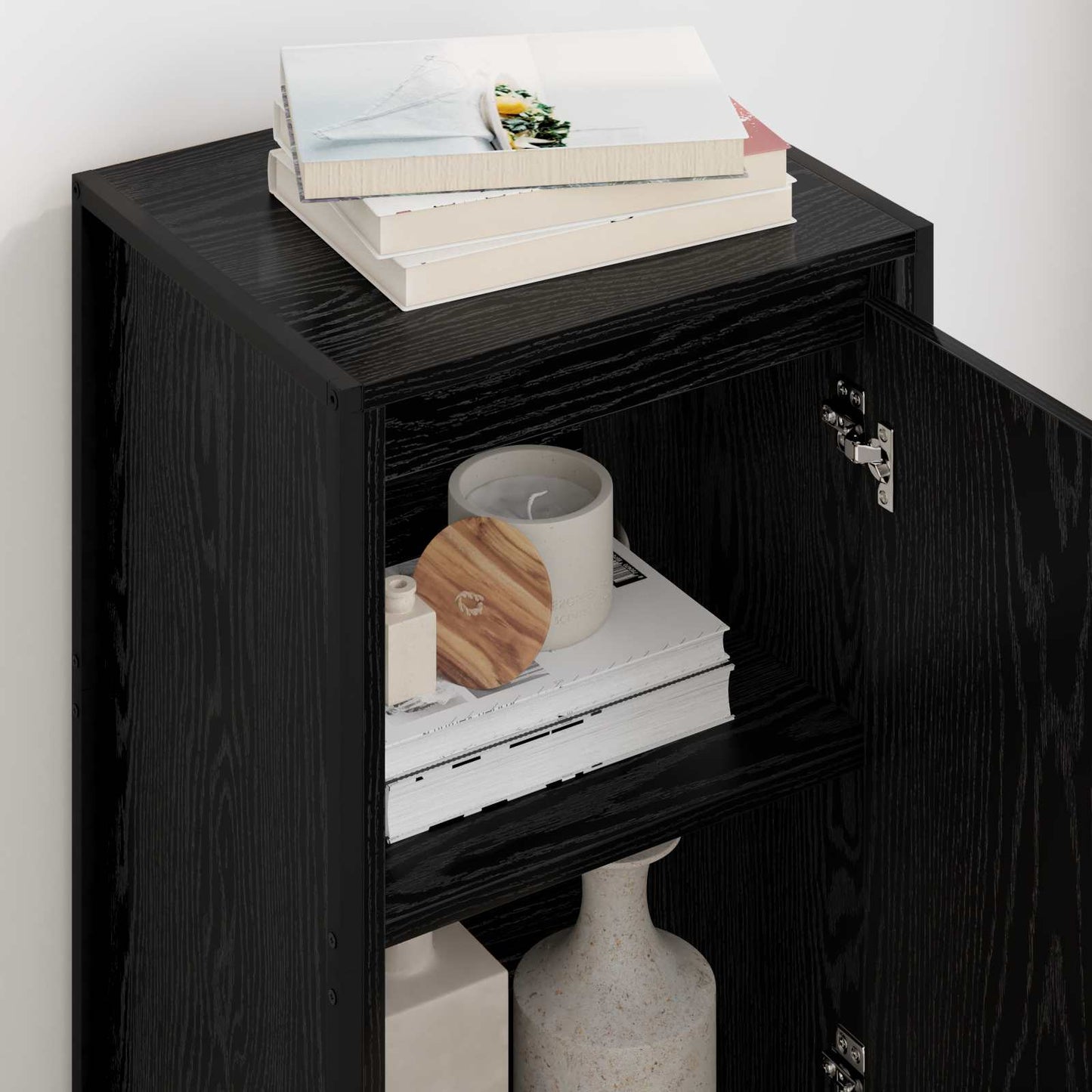 Dressoir Zwart Eiken 43 x 36 x 75,5 cm Bewerkt hout is nu te koop bij PeponiXL, paradijselijk wonen!