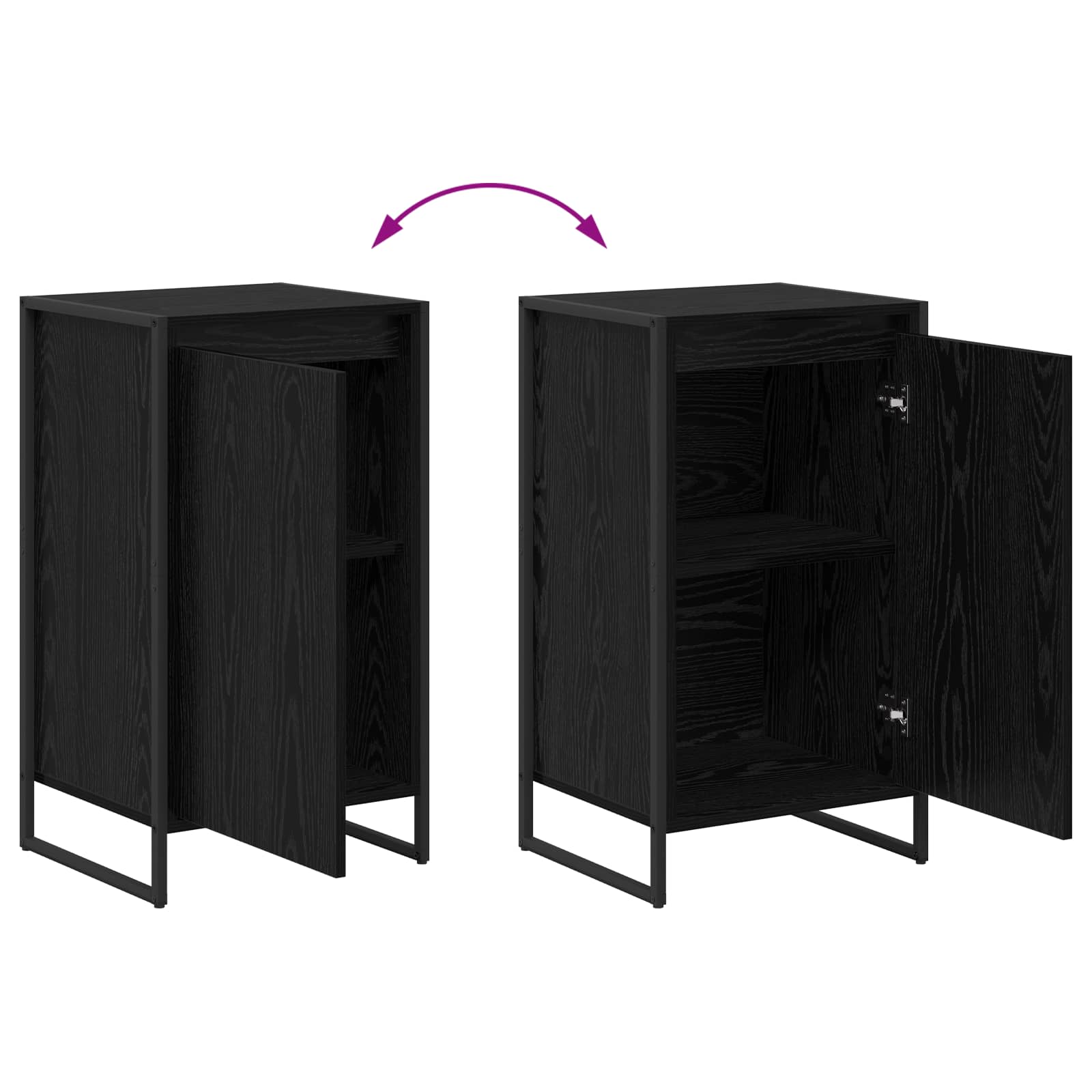 Dressoir Zwart Eiken 43 x 36 x 75,5 cm Bewerkt hout is nu te koop bij PeponiXL, paradijselijk wonen!
