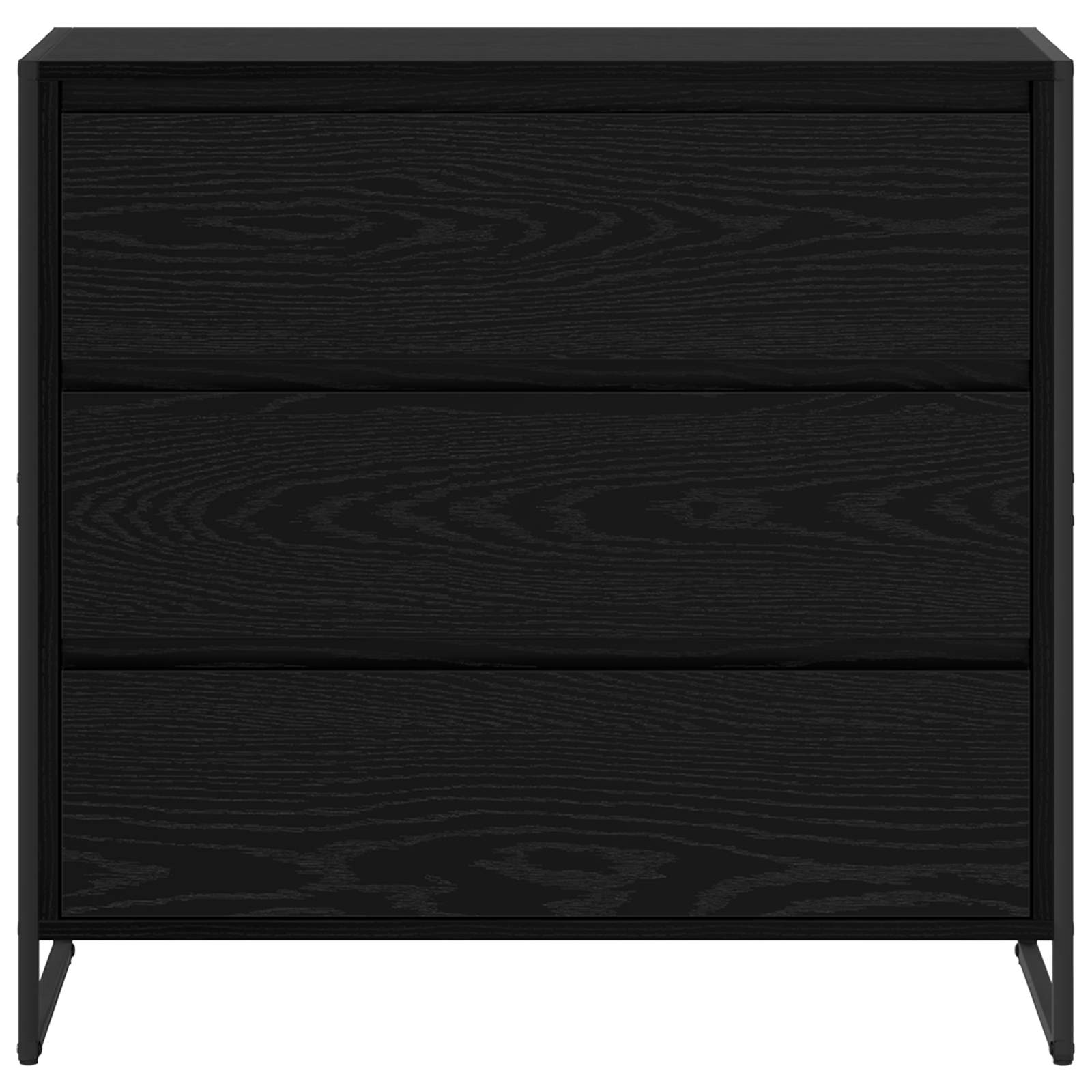 Dressoir met lade Zwart Eiken 79 x 36 x 75.5 cm Bewerkt hout is nu te koop bij PeponiXL, paradijselijk wonen!