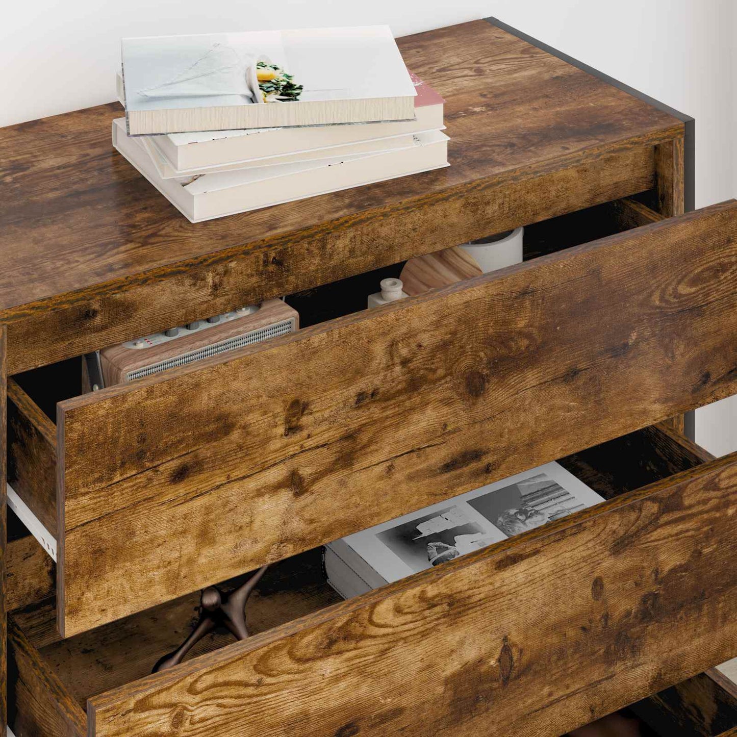 Dressoir met lade Rook Eik 79 x 36 x 75.5 cm Bewerkt hout is nu te koop bij PeponiXL, paradijselijk wonen!