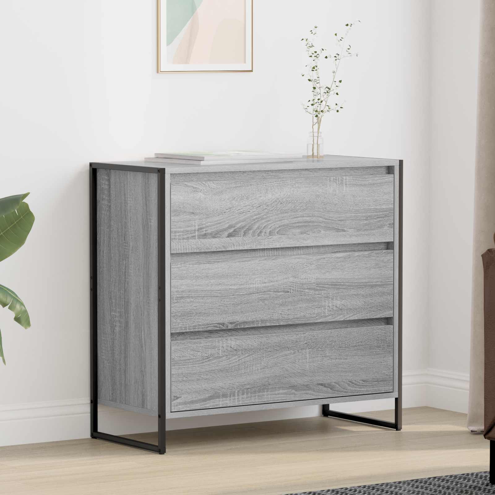 Dressoir met lade Grijs Sonoma 79 x 36 x 75.5 cm Bewerkt hout is nu te koop bij PeponiXL, paradijselijk wonen!