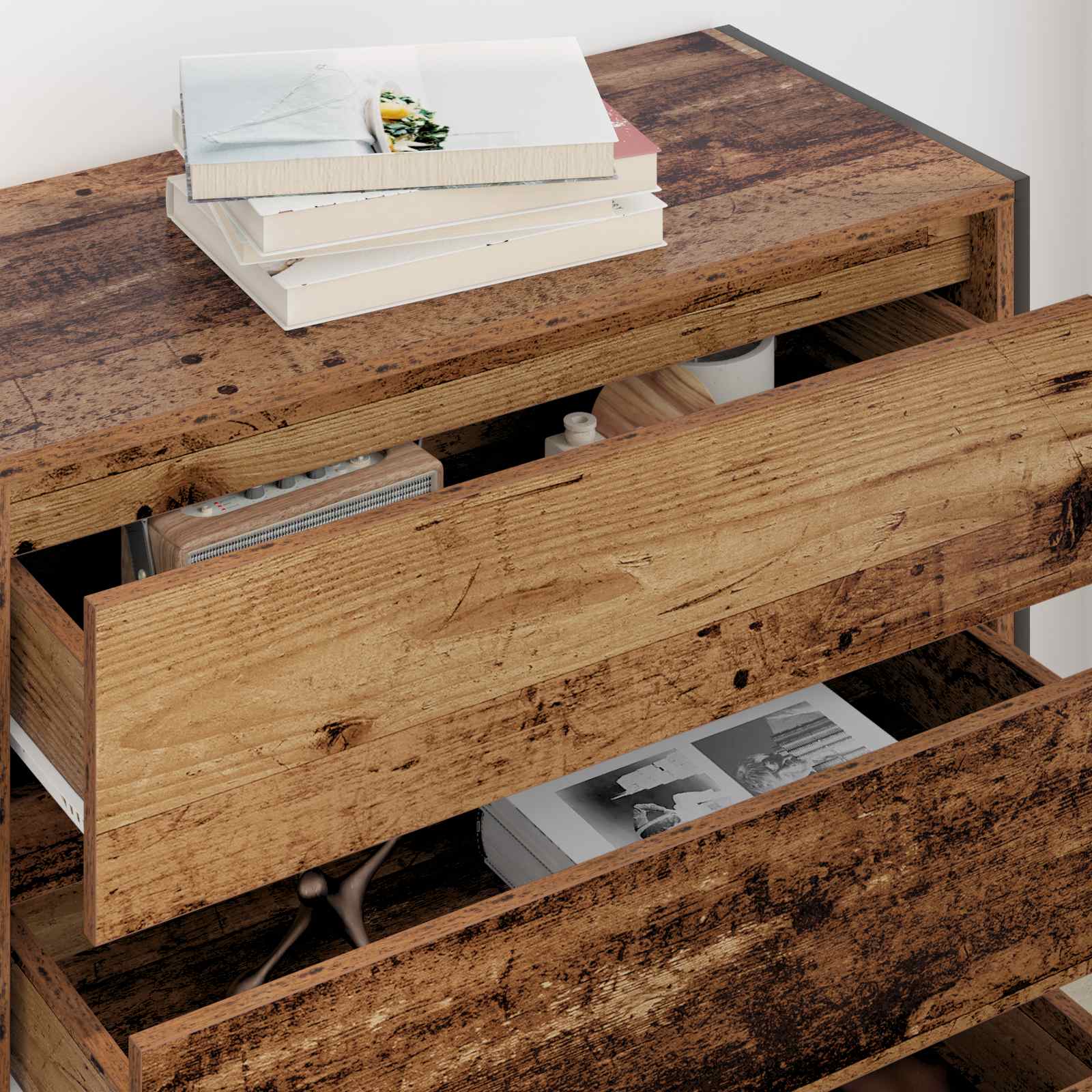 Dressoir met lade Oud Hout 79 x 36 x 75.5 cm Bewerkt hout is nu te koop bij PeponiXL, paradijselijk wonen!