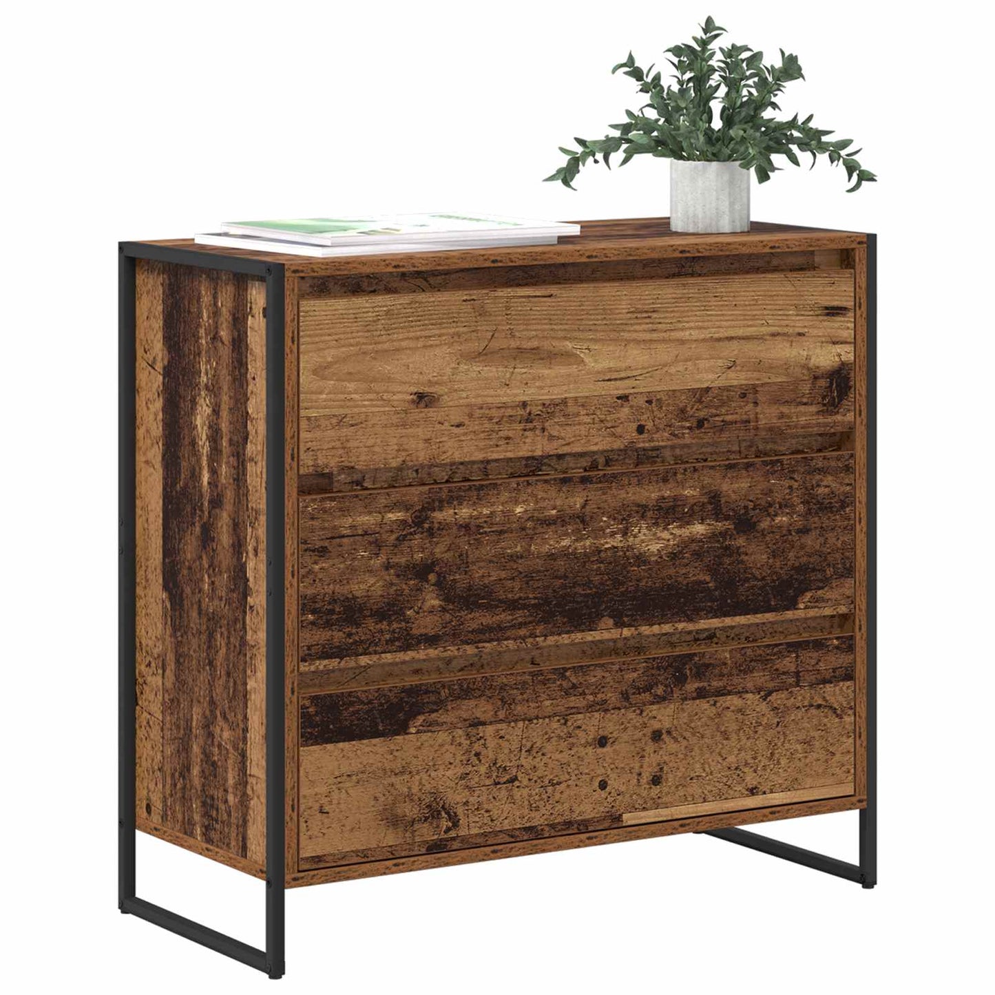Dressoir met lade Oud Hout 79 x 36 x 75.5 cm Bewerkt hout is nu te koop bij PeponiXL, paradijselijk wonen!