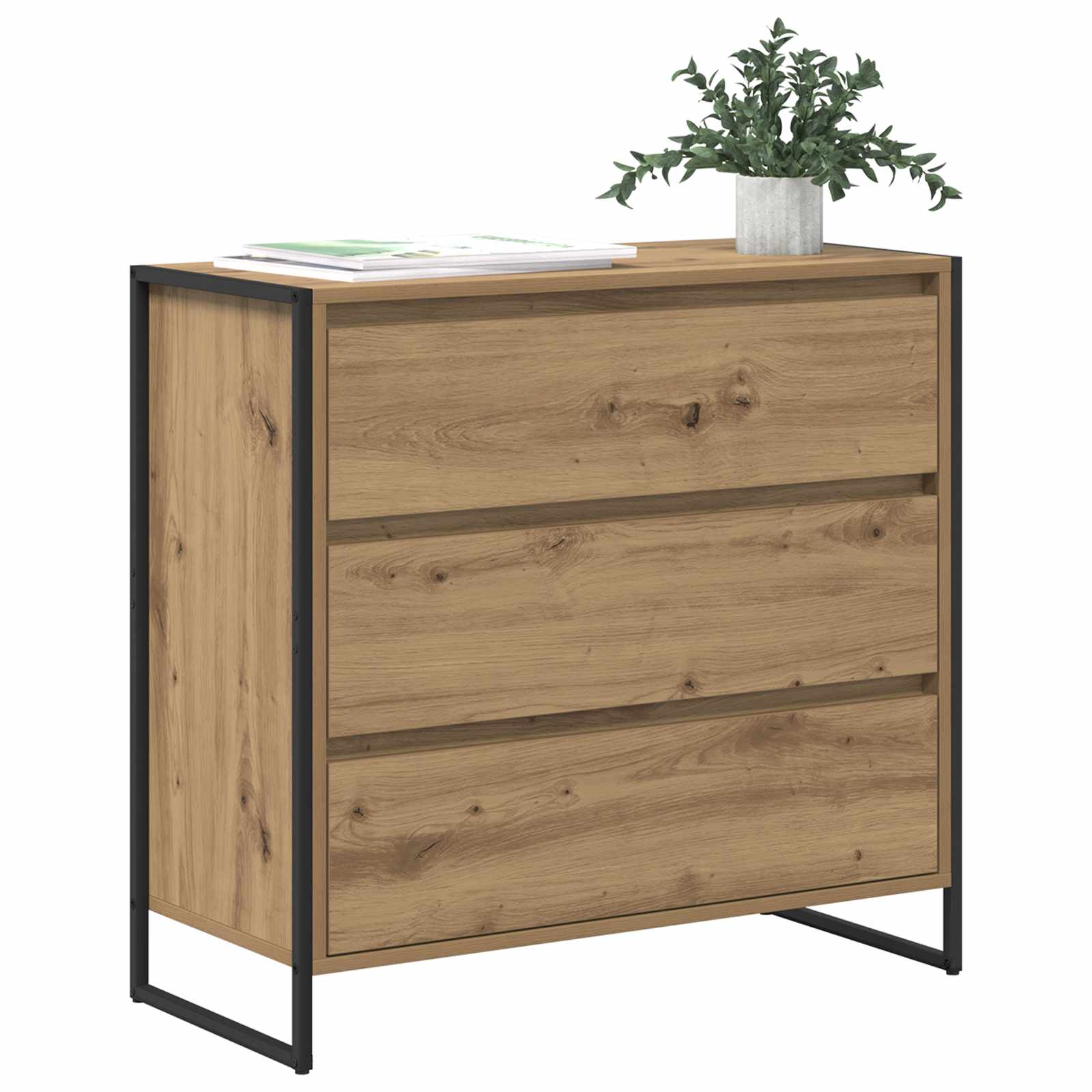 Dressoir Ambachtelijk eiken 79 x 36 x 75.5 cm Bewerkt hout is nu te koop bij PeponiXL, paradijselijk wonen!