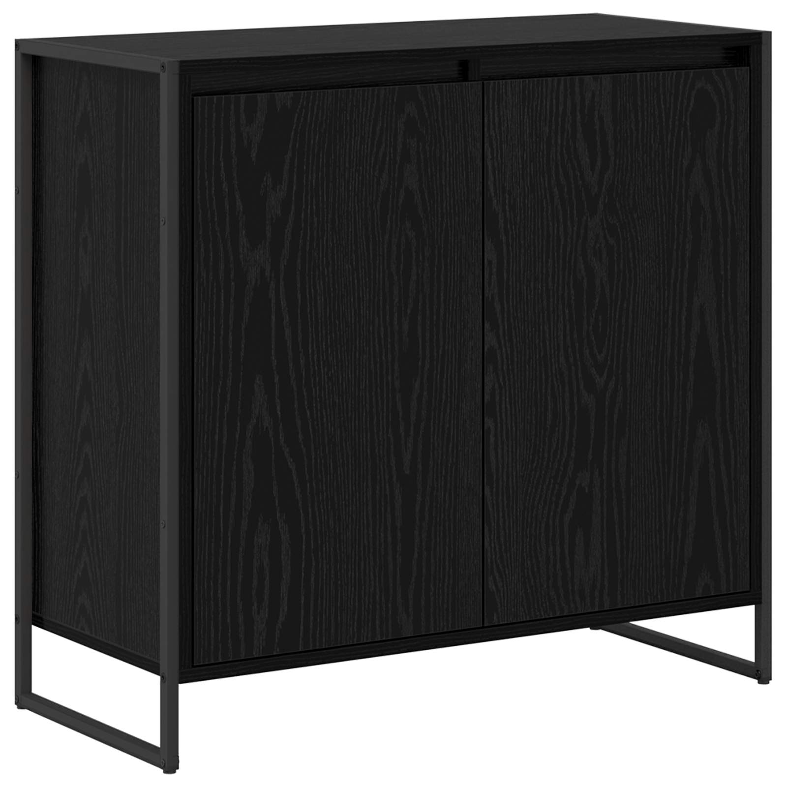 Bijzetkast Zwart Eiken 79 x 36 x 75 cm Bewerkt hout is nu te koop bij PeponiXL, paradijselijk wonen!