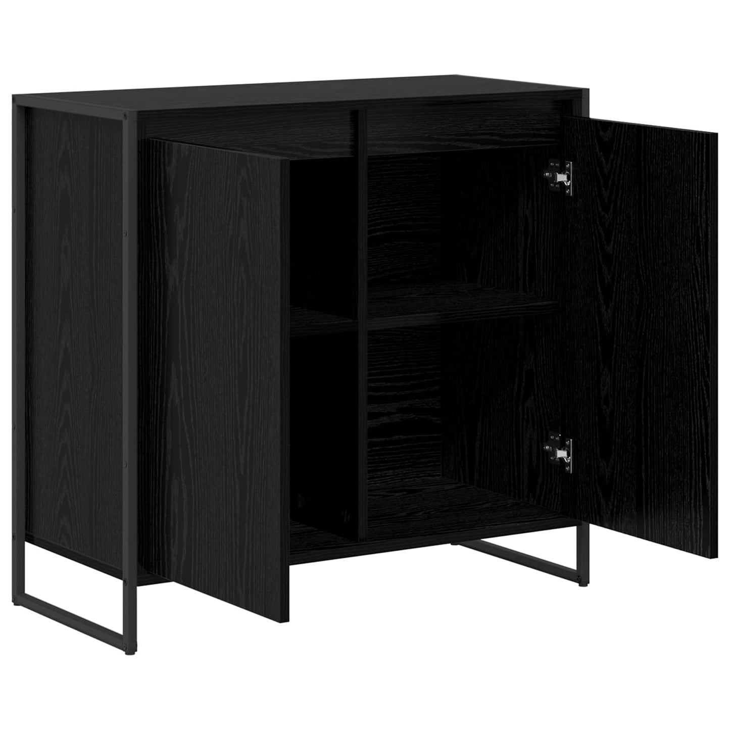 Bijzetkast Zwart Eiken 79 x 36 x 75 cm Bewerkt hout is nu te koop bij PeponiXL, paradijselijk wonen!