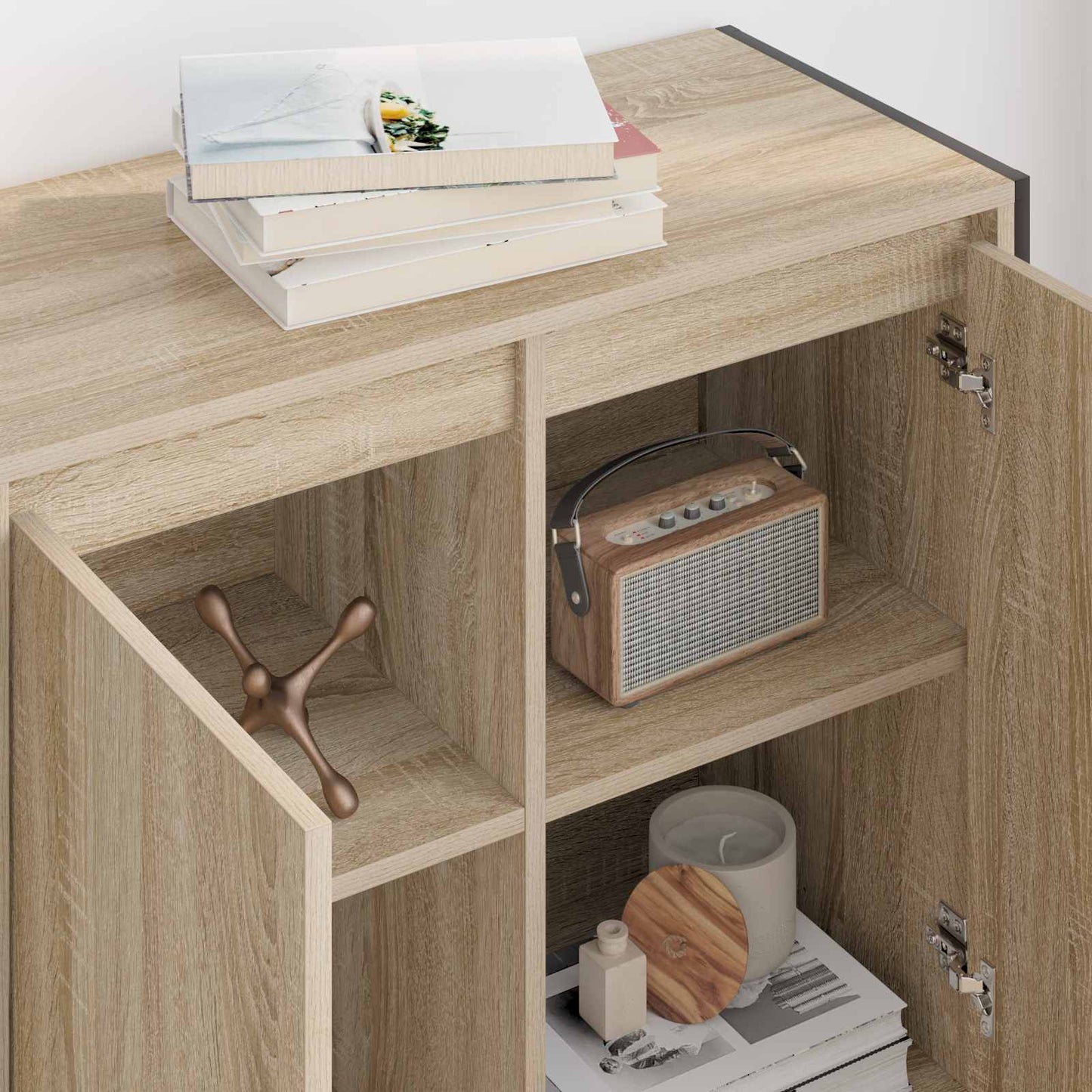 Bijzetkast Sonoma 79 x 36 x 75 cm Bewerkt hout is nu te koop bij PeponiXL, paradijselijk wonen!