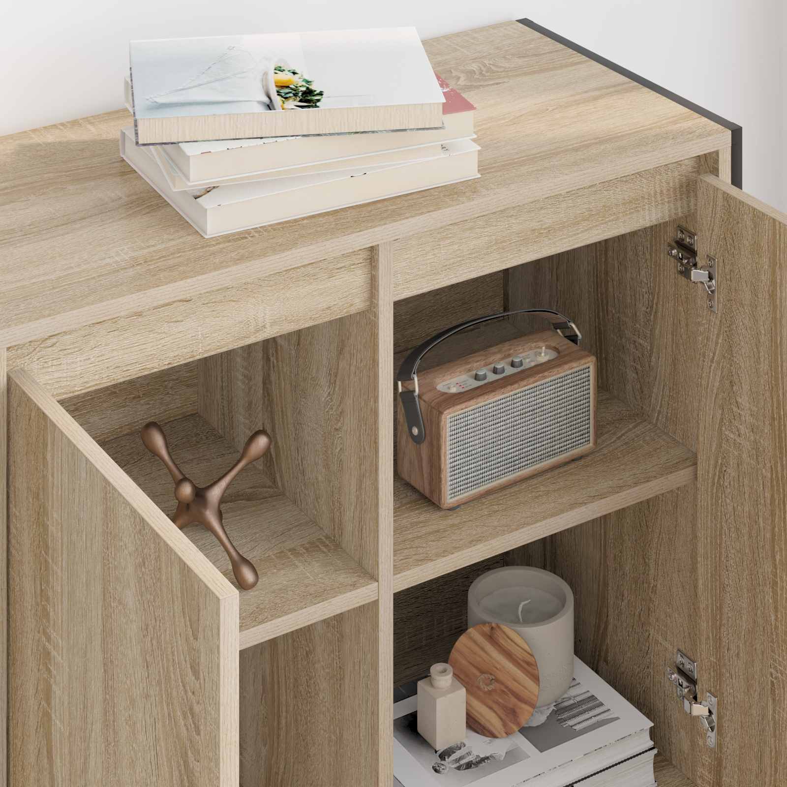 Bijzetkast Sonoma 79 x 36 x 75 cm Bewerkt hout is nu te koop bij PeponiXL, paradijselijk wonen!