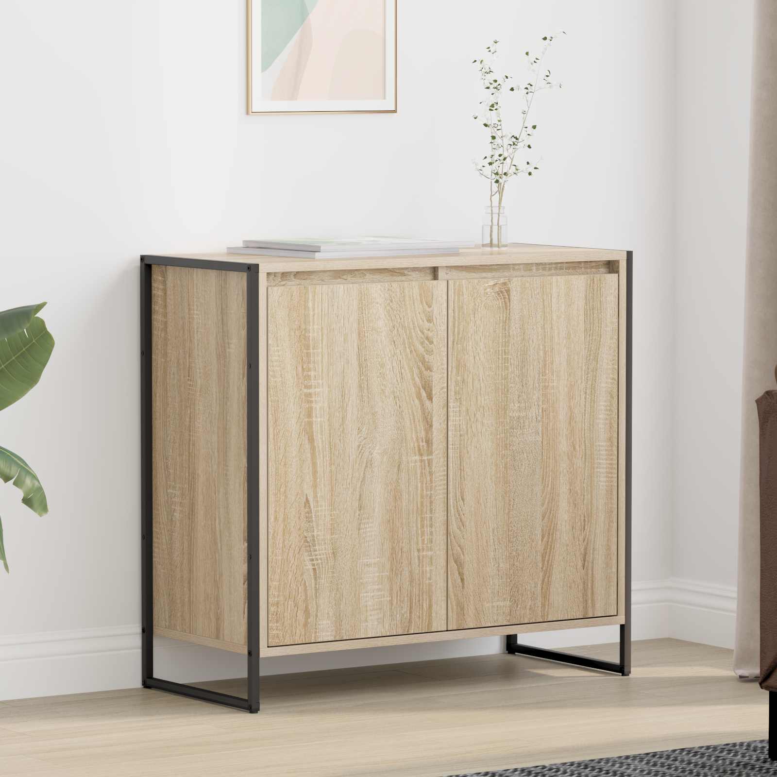 Bijzetkast Sonoma 79 x 36 x 75 cm Bewerkt hout is nu te koop bij PeponiXL, paradijselijk wonen!