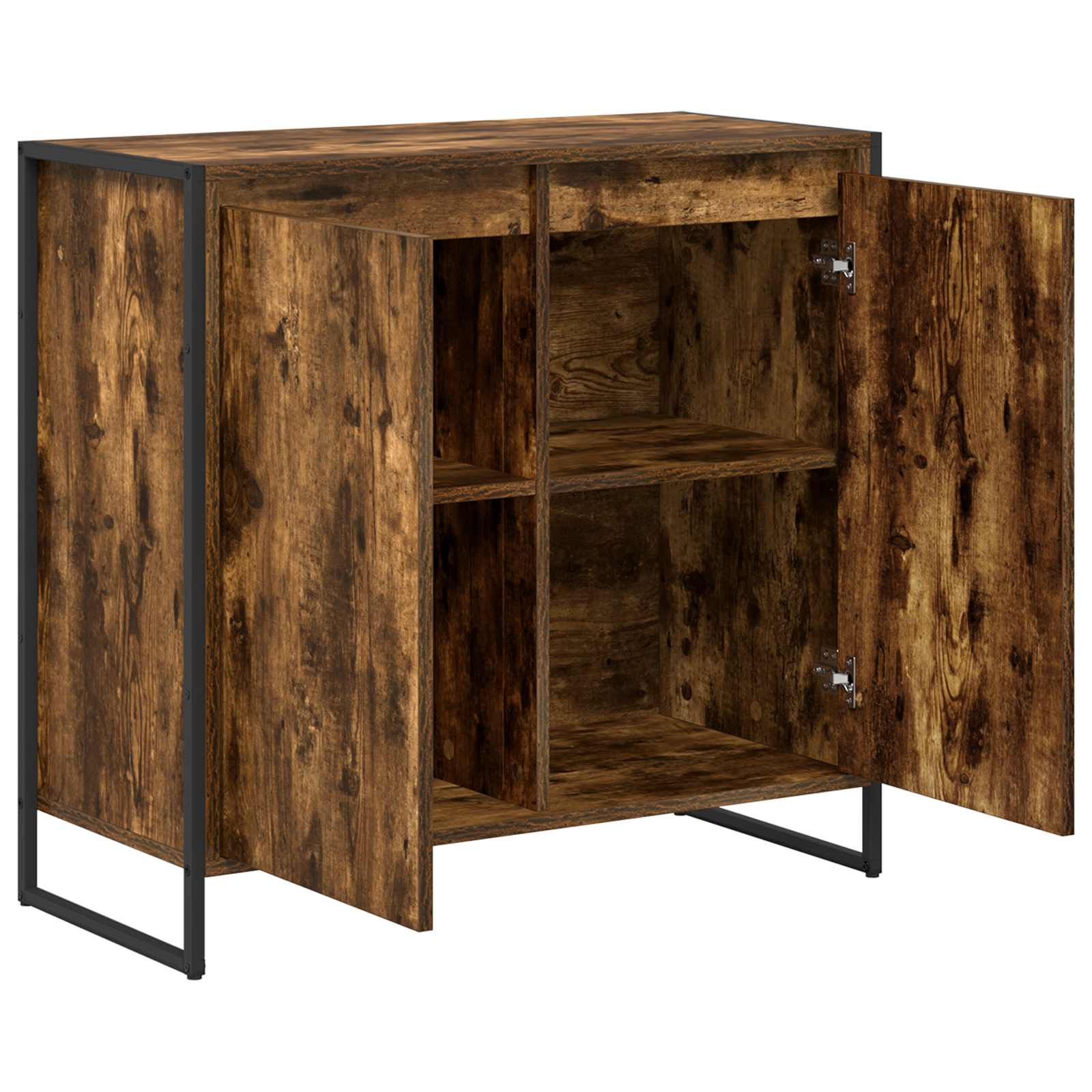 Bijzetkast Rook Eik 79 x 36 x 75 cm Bewerkt hout is nu te koop bij PeponiXL, paradijselijk wonen!