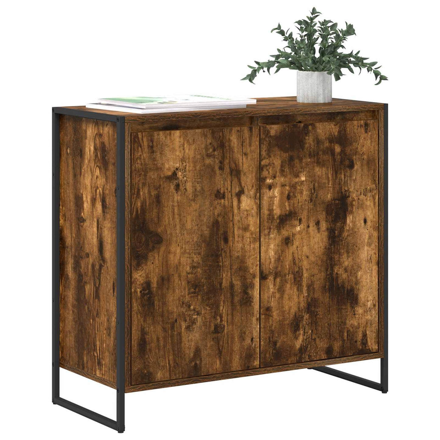 Bijzetkast Rook Eik 79 x 36 x 75 cm Bewerkt hout is nu te koop bij PeponiXL, paradijselijk wonen!