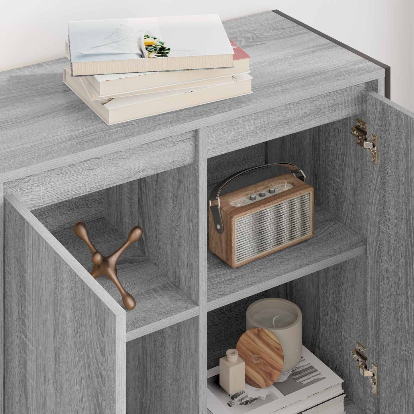 Bijzetkast Grijs Sonoma 79 x 36 x 75 cm Bewerkt hout is nu te koop bij PeponiXL, paradijselijk wonen!