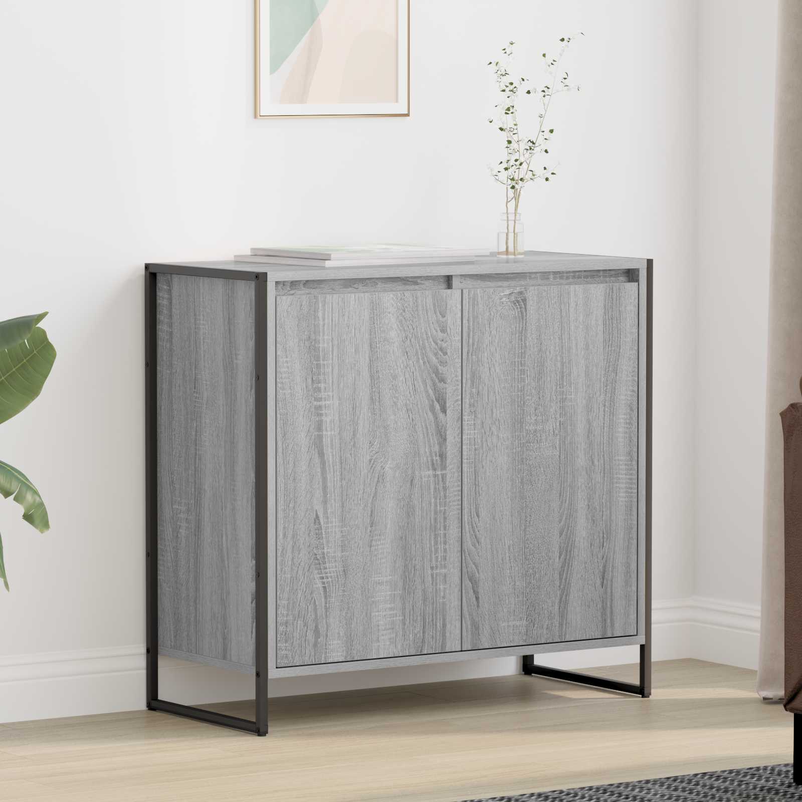 Bijzetkast Grijs Sonoma 79 x 36 x 75 cm Bewerkt hout is nu te koop bij PeponiXL, paradijselijk wonen!