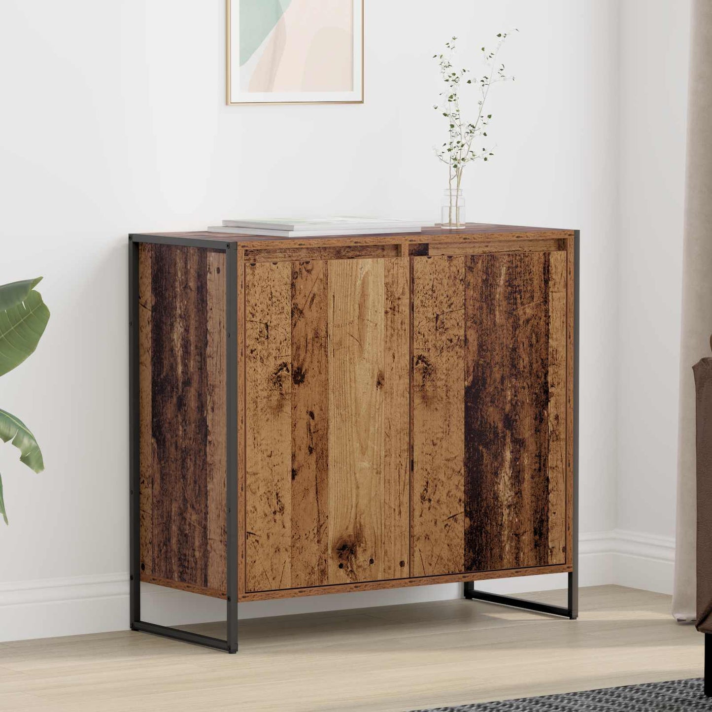 Bijzetkast Oud Hout 79 x 36 x 75 cm Bewerkt hout is nu te koop bij PeponiXL, paradijselijk wonen!