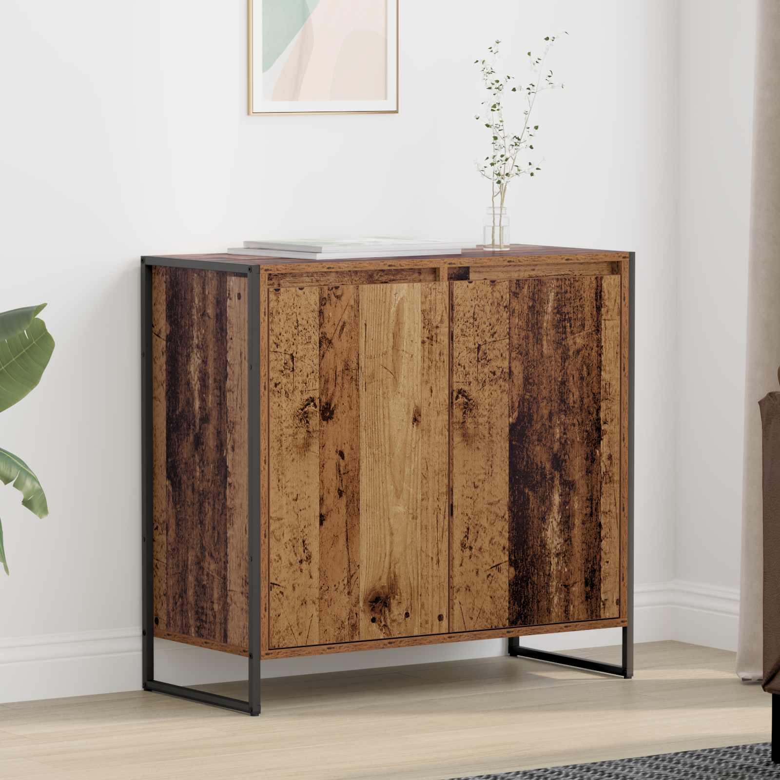 Bijzetkast Oud Hout 79 x 36 x 75 cm Bewerkt hout is nu te koop bij PeponiXL, paradijselijk wonen!