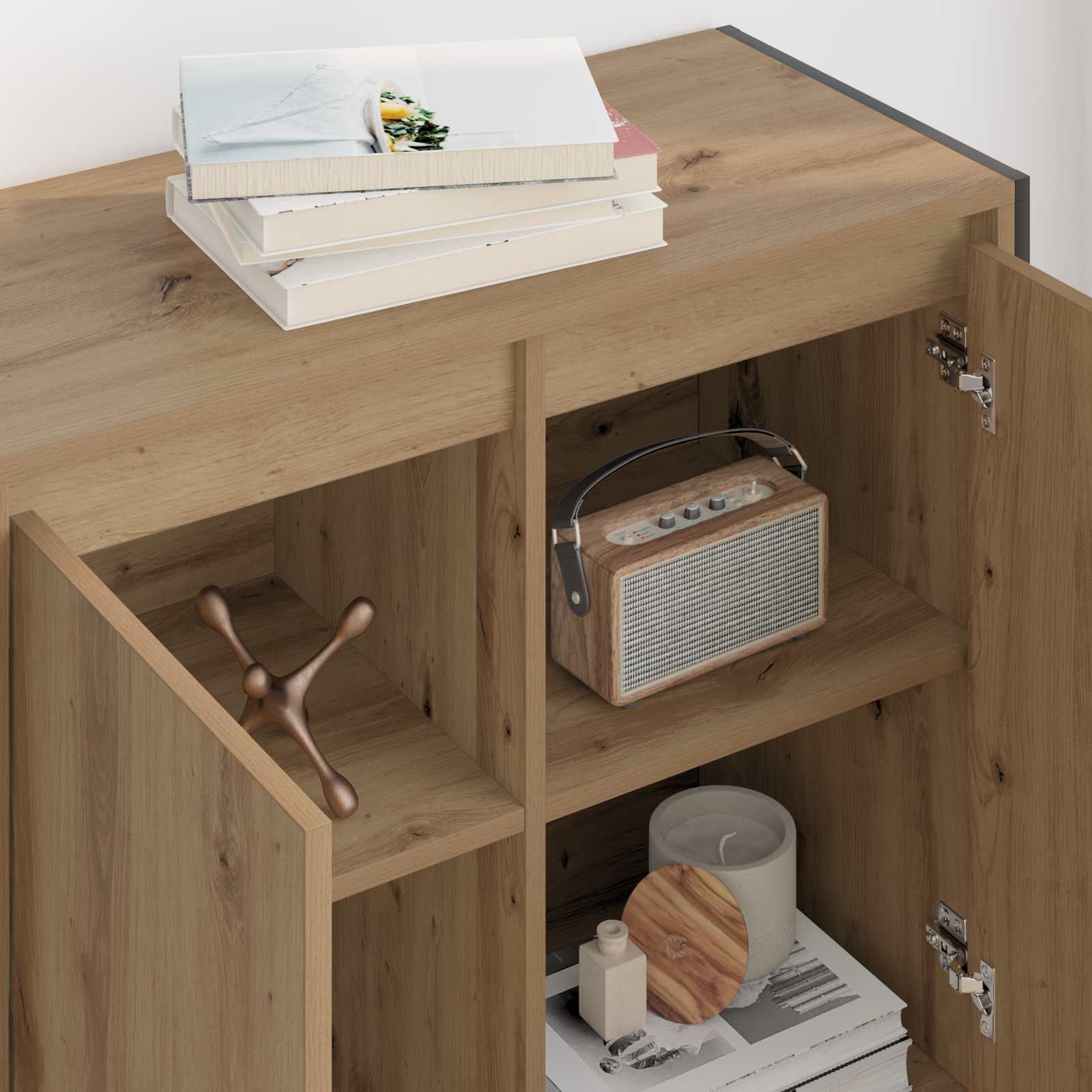 Bijzetkast Ambachtelijk eiken 79 x 36 x 75 cm Bewerkt hout is nu te koop bij PeponiXL, paradijselijk wonen!