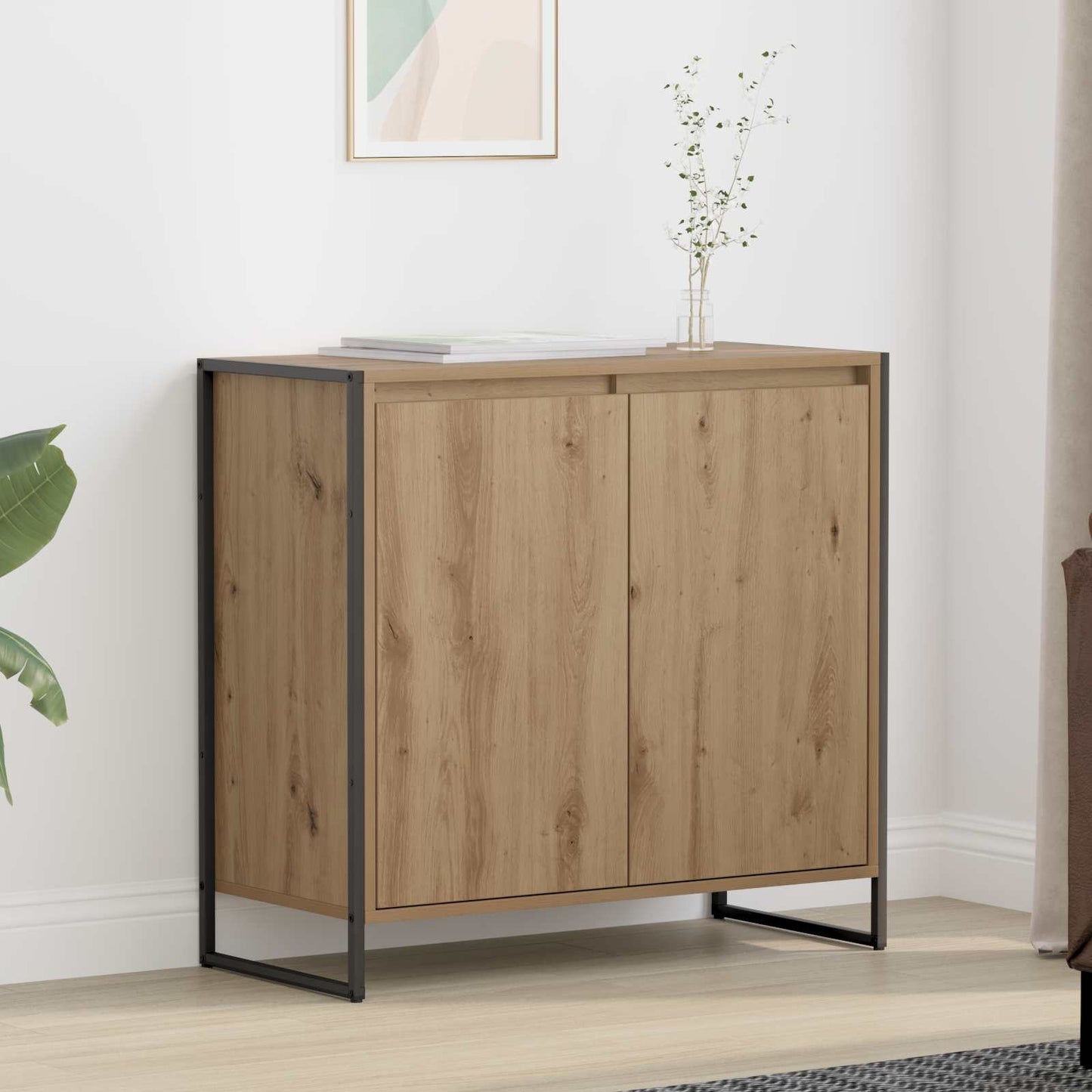 Bijzetkast Ambachtelijk eiken 79 x 36 x 75 cm Bewerkt hout is nu te koop bij PeponiXL, paradijselijk wonen!