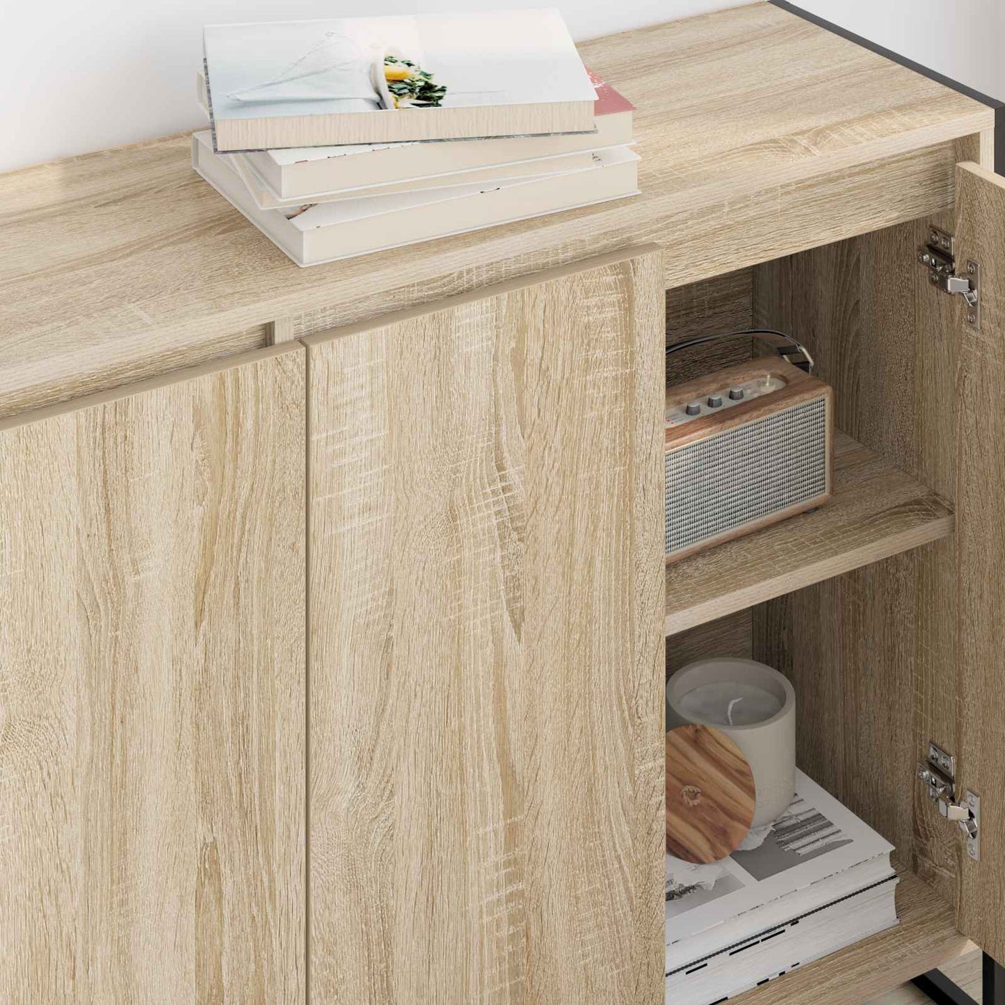Bijzetkast Sonoma 96,5 x 30 x 75 cm Bewerkt hout is nu te koop bij PeponiXL, paradijselijk wonen!
