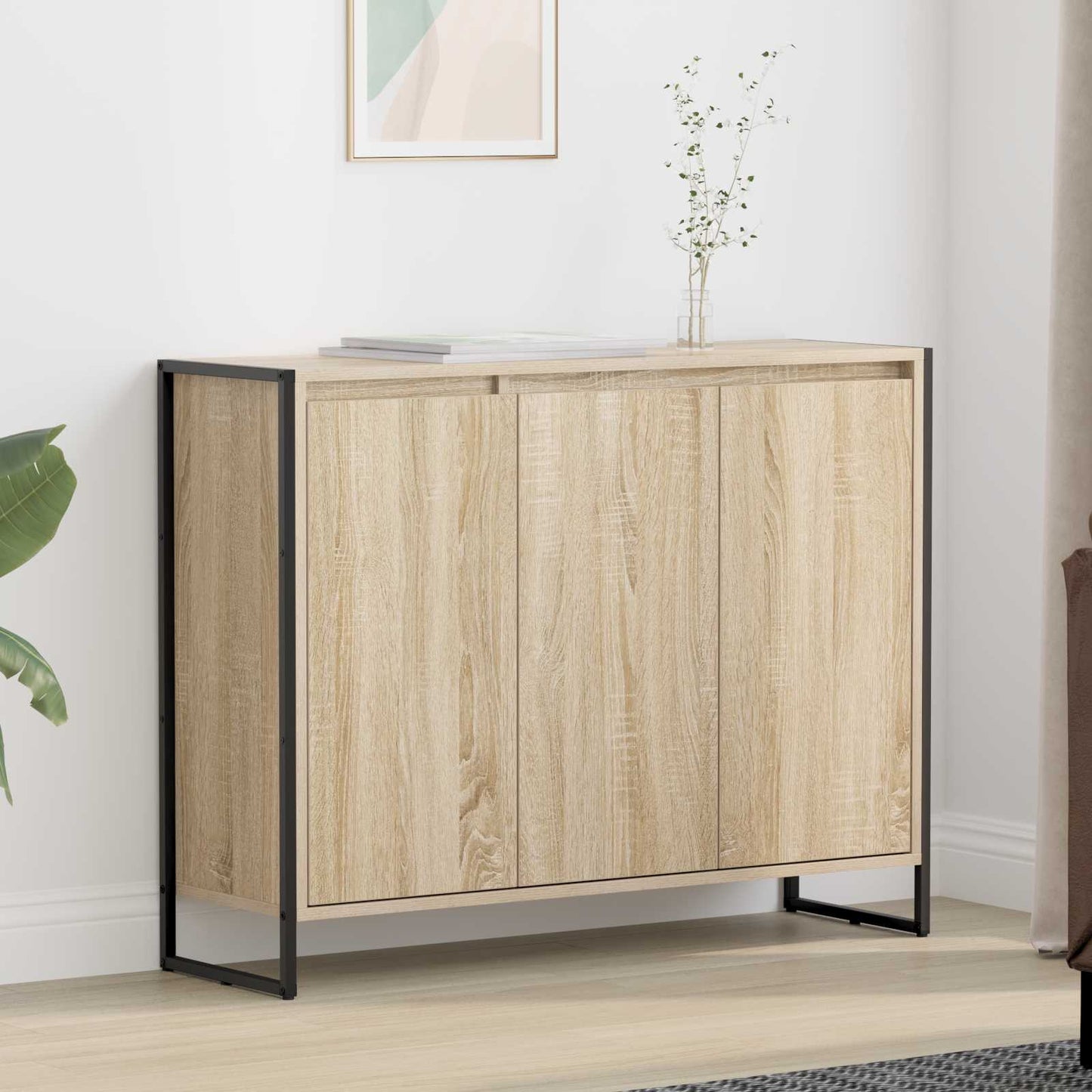 Bijzetkast Sonoma 96,5 x 30 x 75 cm Bewerkt hout is nu te koop bij PeponiXL, paradijselijk wonen!