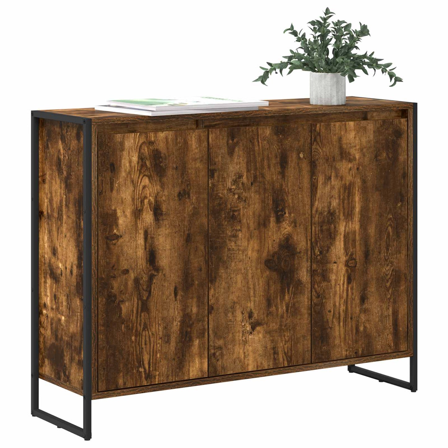 Bijzetkast Rook Eik 96,5 x 30 x 75 cm Bewerkt hout is nu te koop bij PeponiXL, paradijselijk wonen!