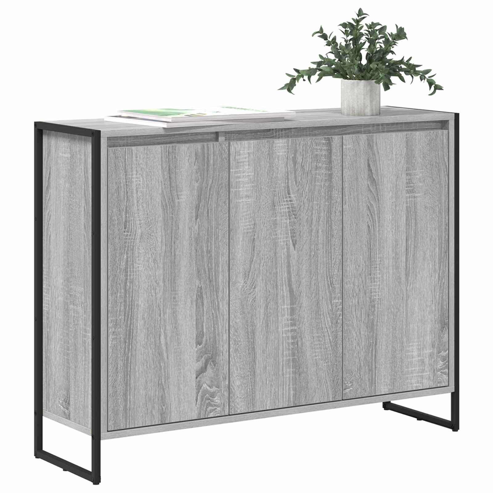 Bijzetkast Grijs Sonoma 96,5 x 30 x 75 cm Bewerkt hout is nu te koop bij PeponiXL, paradijselijk wonen!