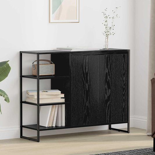 Bijzetkast Zwart Eiken 96.5 x 30 x 75 cm Bewerkt hout is nu te koop bij PeponiXL, paradijselijk wonen!