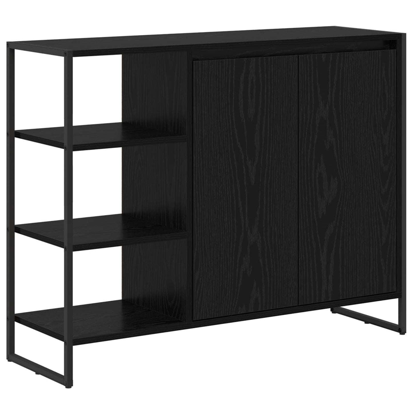 Bijzetkast Zwart Eiken 96.5 x 30 x 75 cm Bewerkt hout is nu te koop bij PeponiXL, paradijselijk wonen!