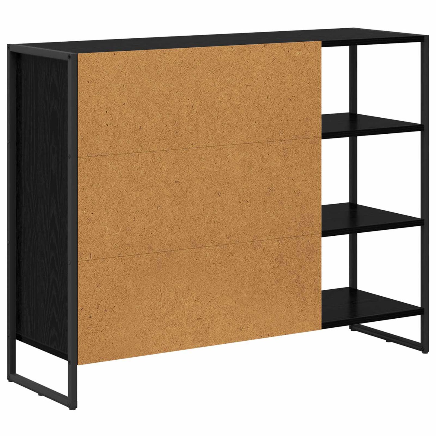 Bijzetkast Zwart Eiken 96.5 x 30 x 75 cm Bewerkt hout is nu te koop bij PeponiXL, paradijselijk wonen!
