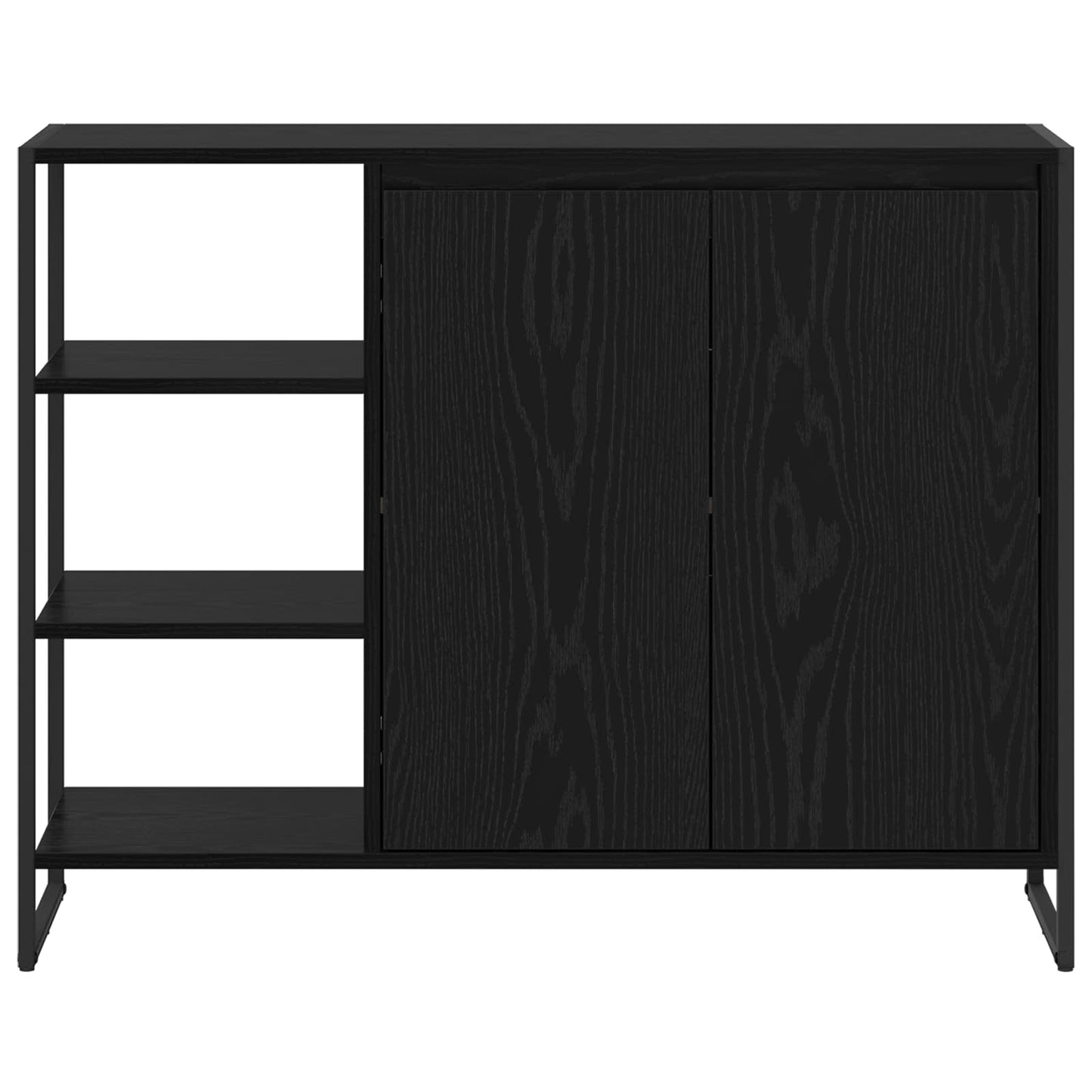 Bijzetkast Zwart Eiken 96.5 x 30 x 75 cm Bewerkt hout is nu te koop bij PeponiXL, paradijselijk wonen!